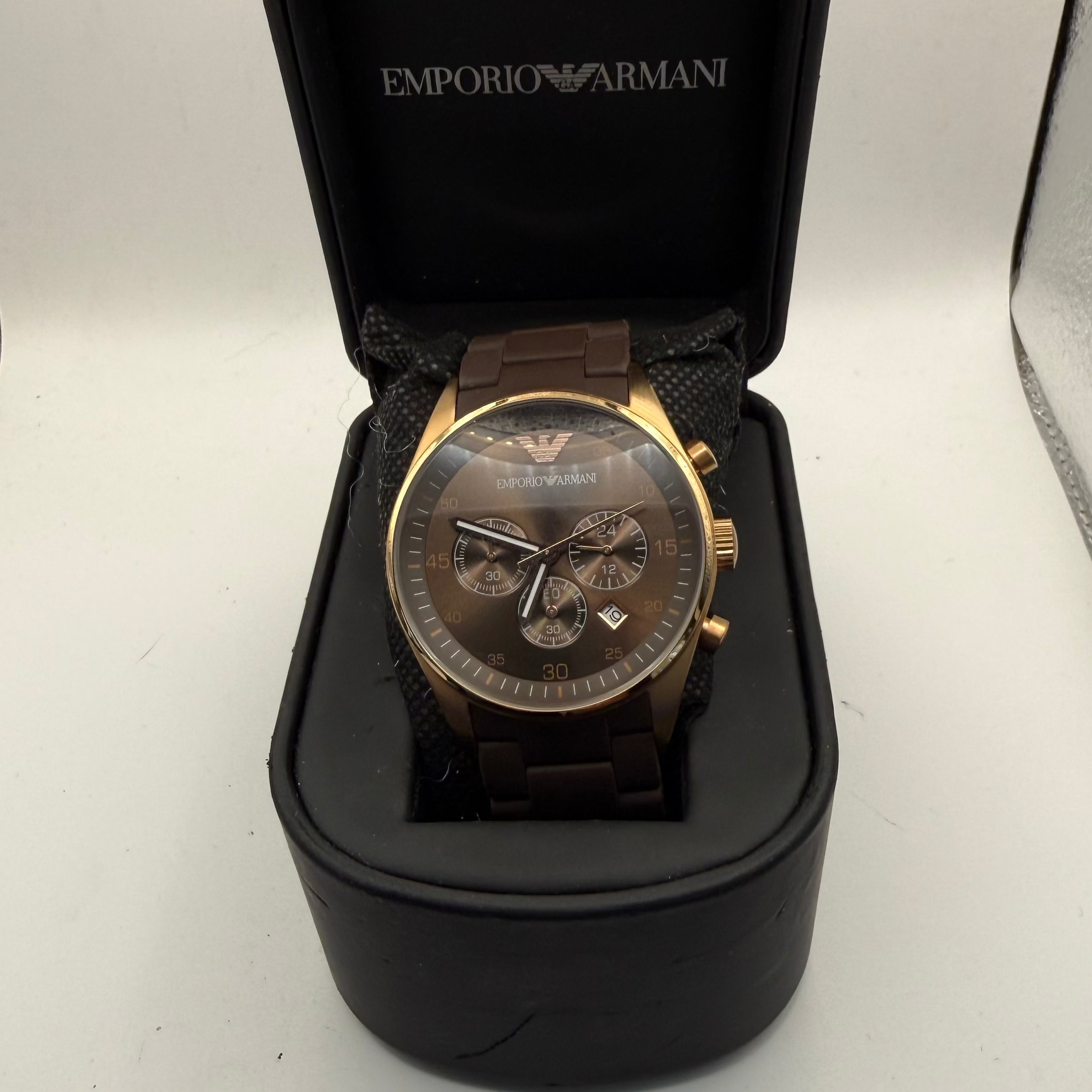 Emporio Armani AR-5890 Chronograph Brown & Rose Gold Watch- £79.99