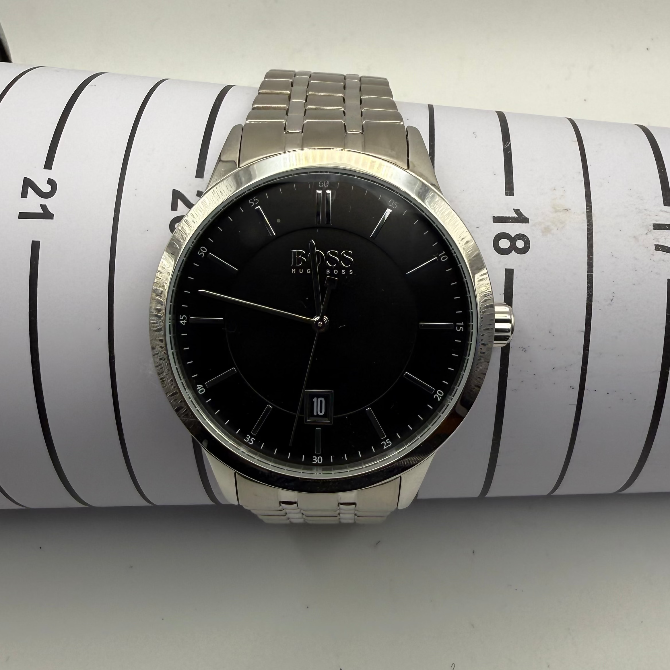 Hugo Boss BOSS Stainless Steel Black Dial Date Watch- £64.95