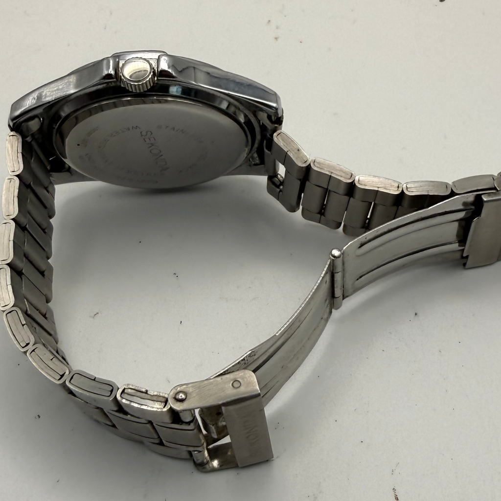 Sekonda Stainless Steel Date Watch – Black Dial – 20cm Bracelet- £24.99
