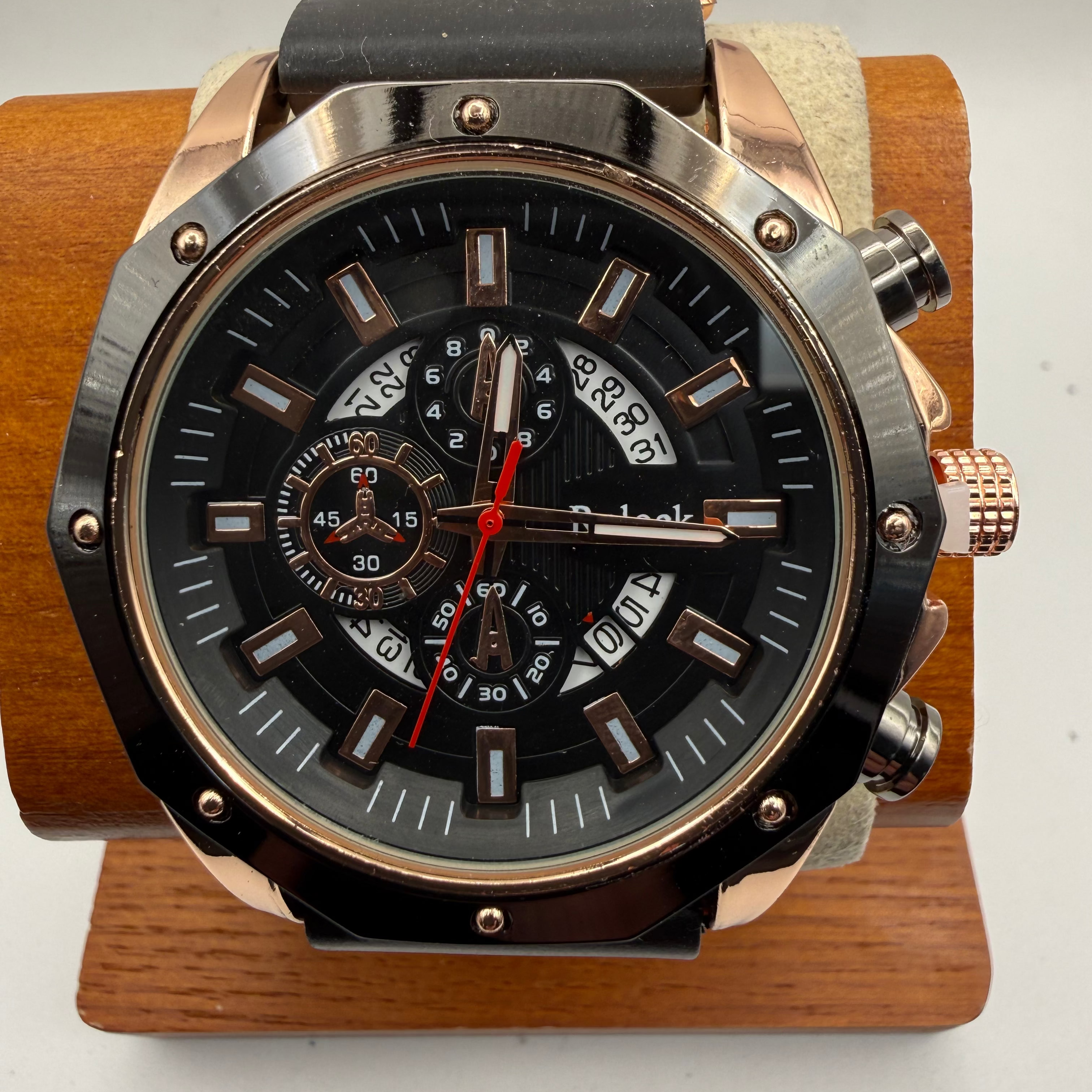 Relook Oversized Black & Rose Gold Statement Watch- £15.00