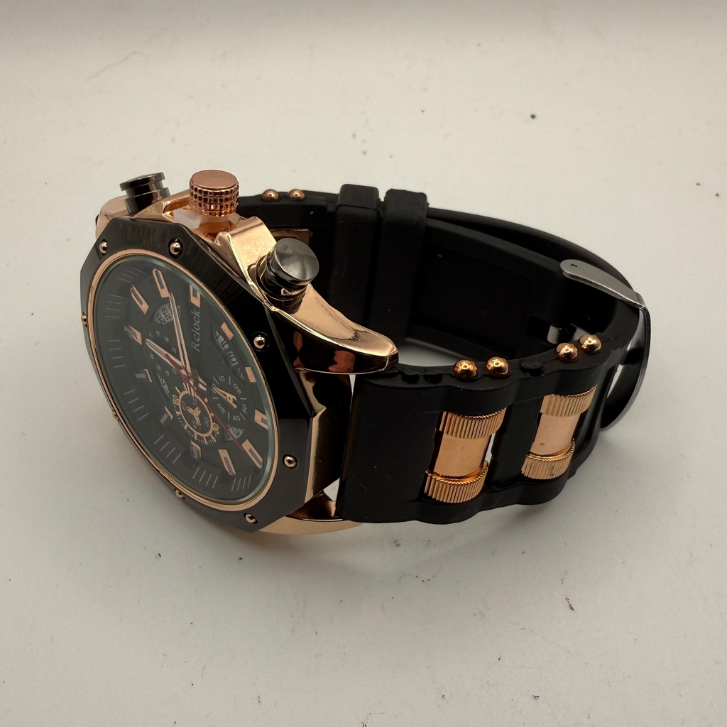 Relook Oversized Black & Rose Gold Statement Watch- £15.00