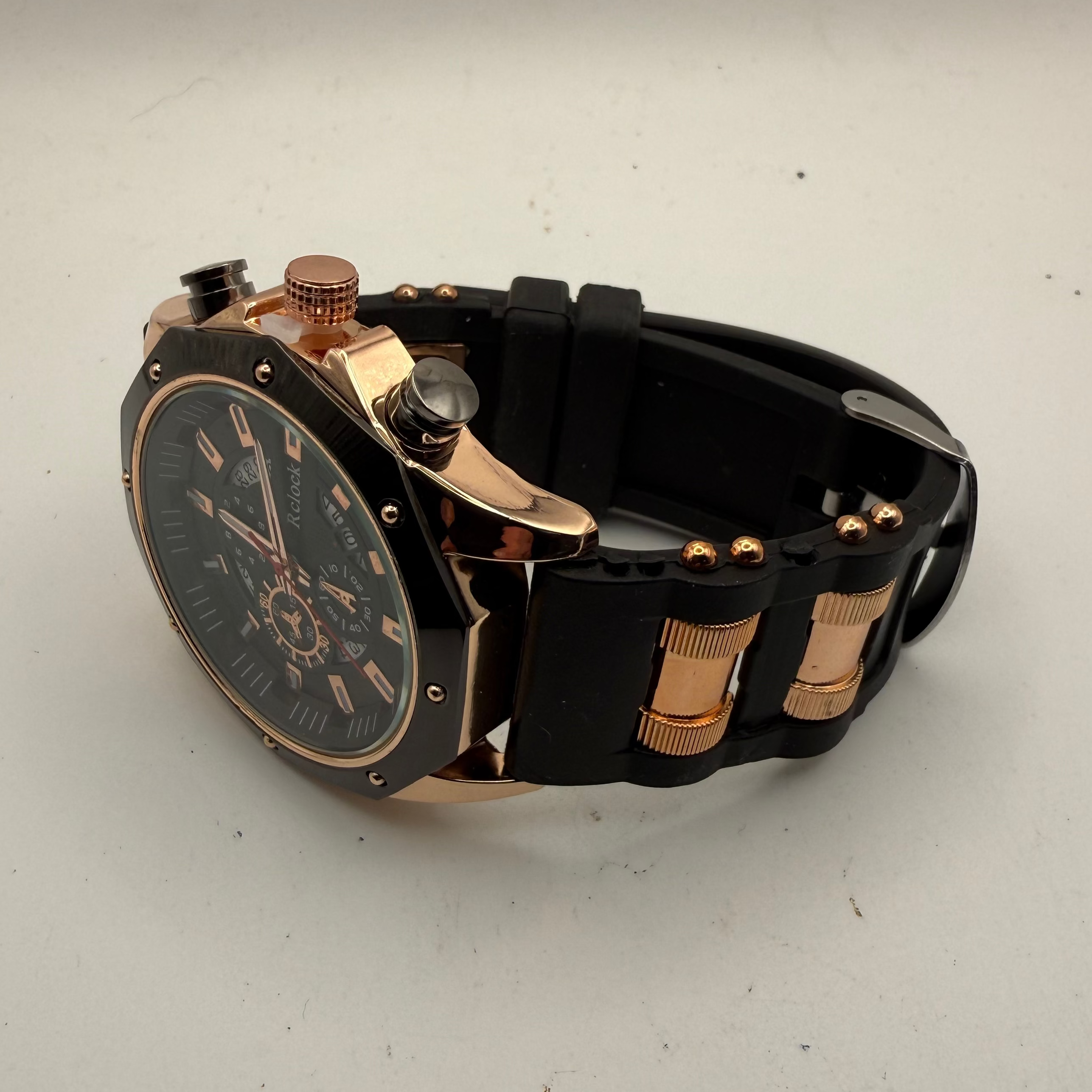 Relook Oversized Black & Rose Gold Statement Watch- £15.00