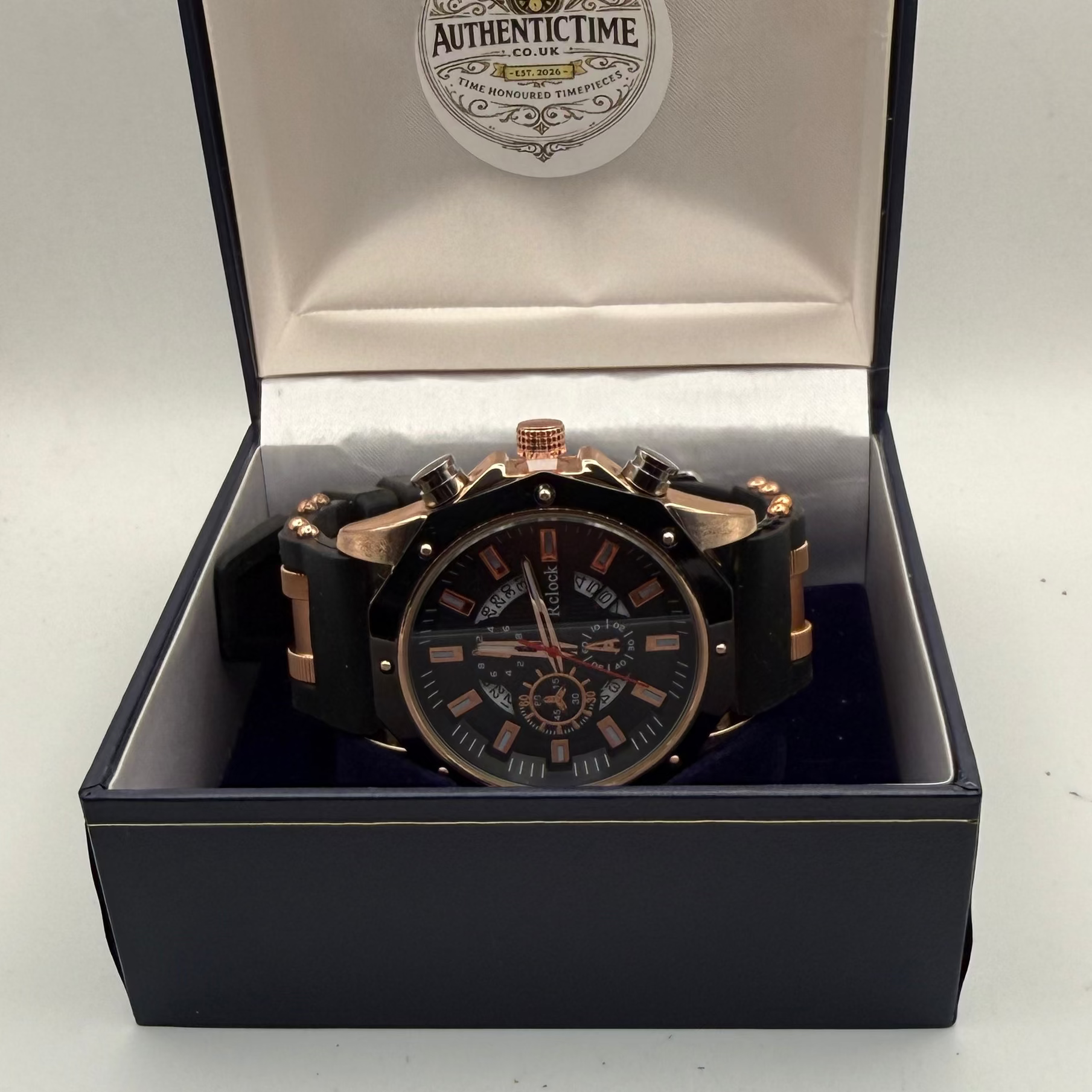 Relook Oversized Black & Rose Gold Statement Watch- £15.00