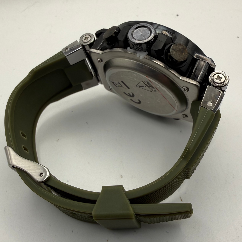 Foxbox Men's Dual Display Sports Watch Black & Green Silicone Strap New Boxed- £25.00