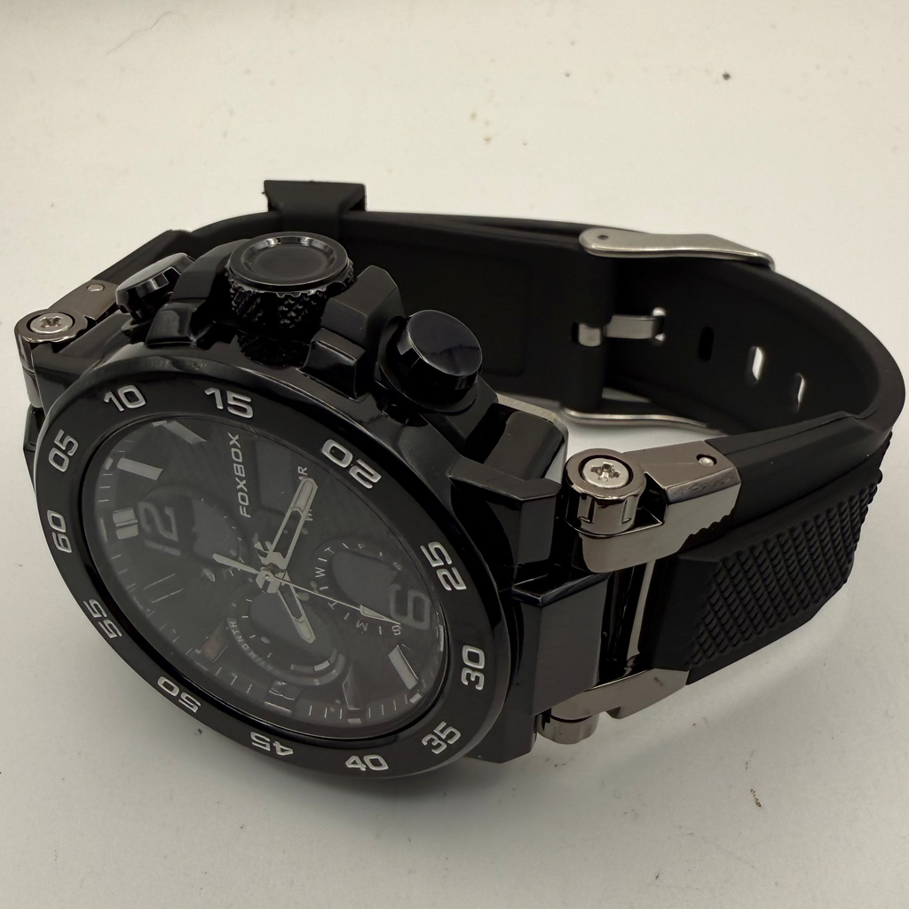 Foxbox Men's Dual Display Sports Watch Blacked Out Edition Black Silicone Strap New Boxed- £25.00