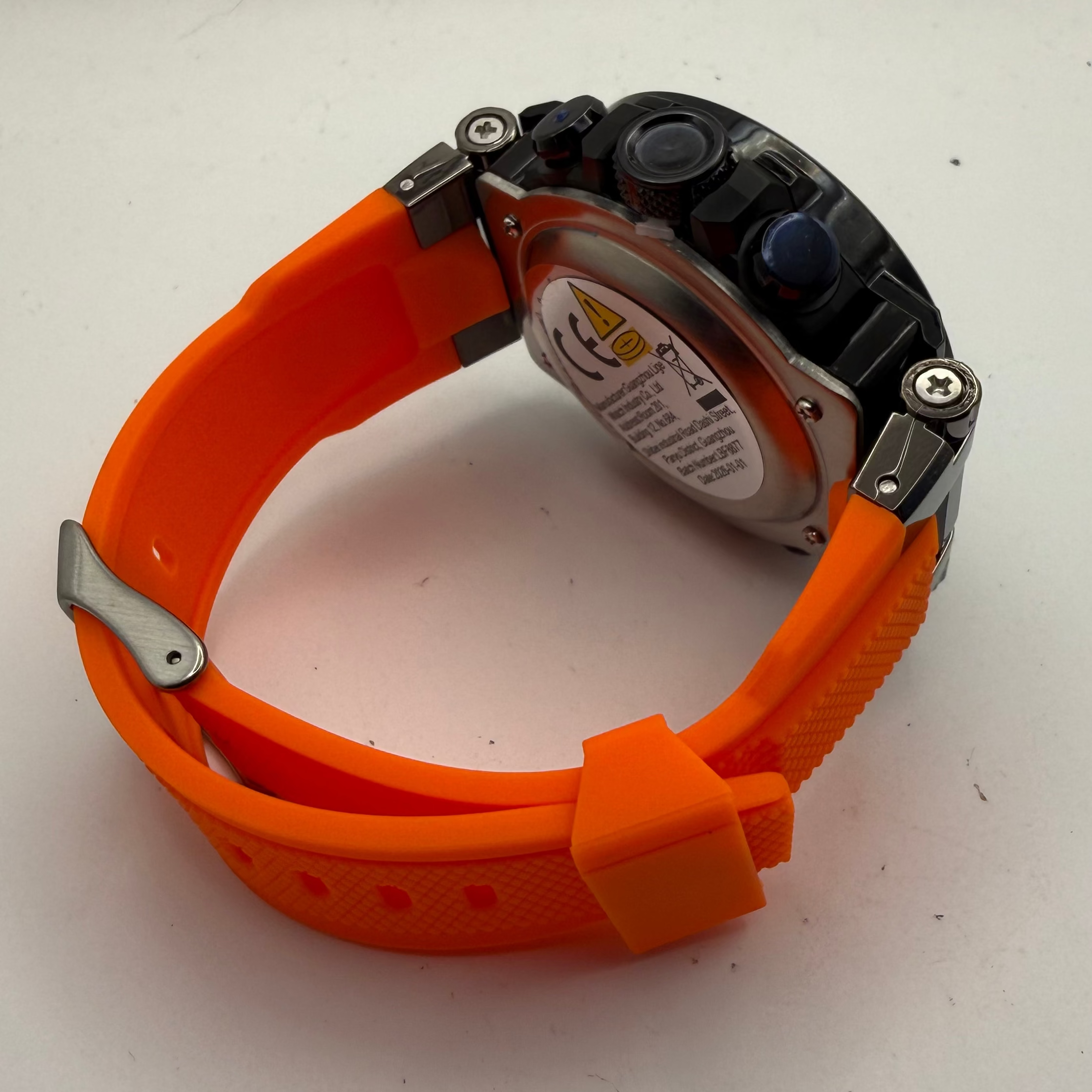 Foxbox Men's Dual Display Sports Watch Black Case Orange Accents Orange Silicone Strap New Boxed- £25.00