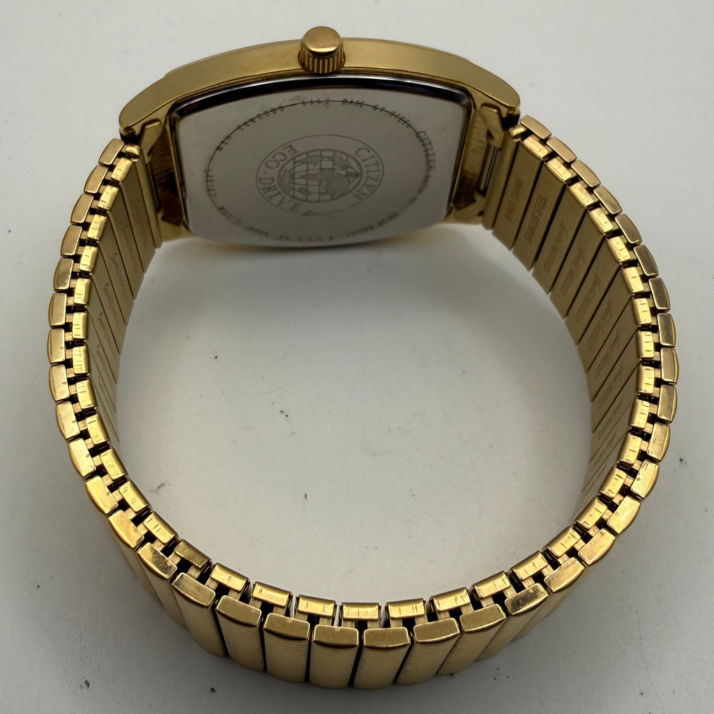 Citizen Eco-Drive E111-S038354 Gold Tone Tonneau Date Watch- £90.00