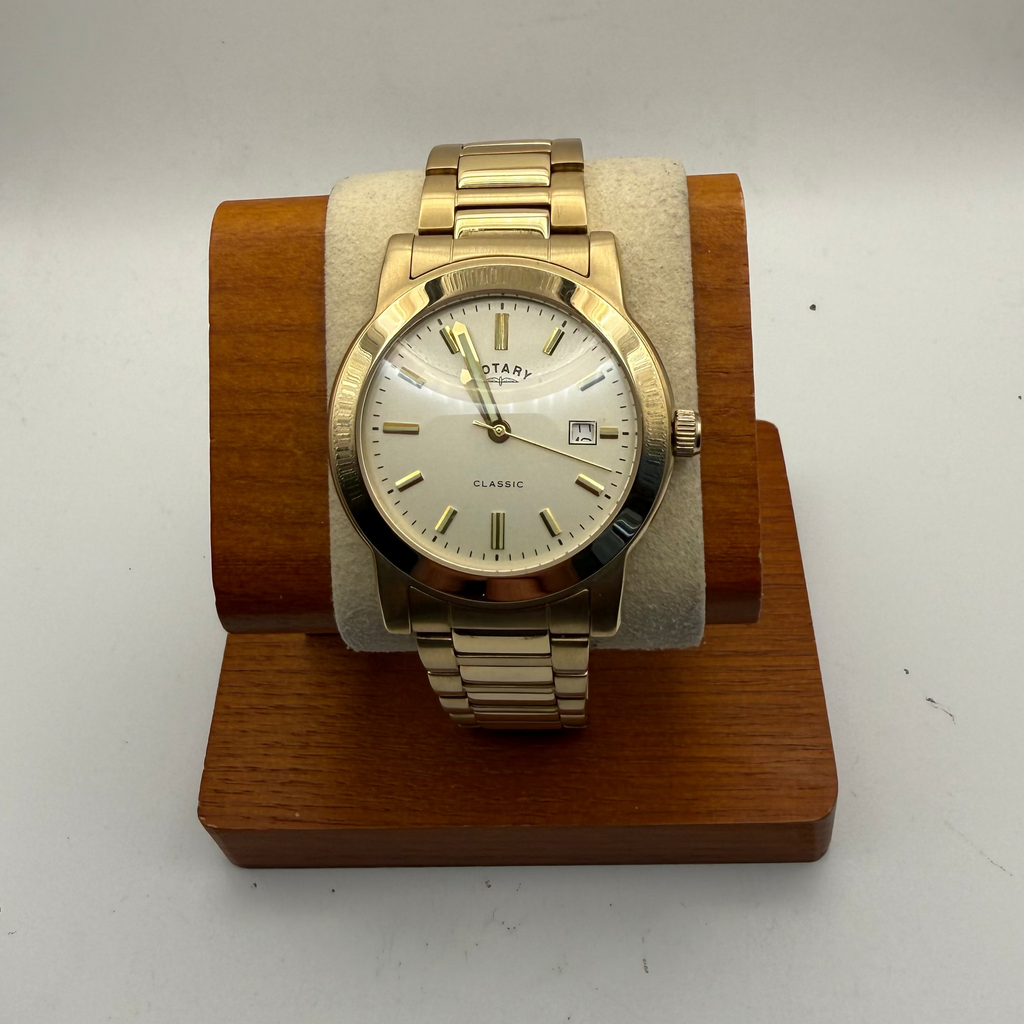 Rotary Classic Gold Tone Date Bracelet Watch Full Set 20cm Bracelet- £60.00