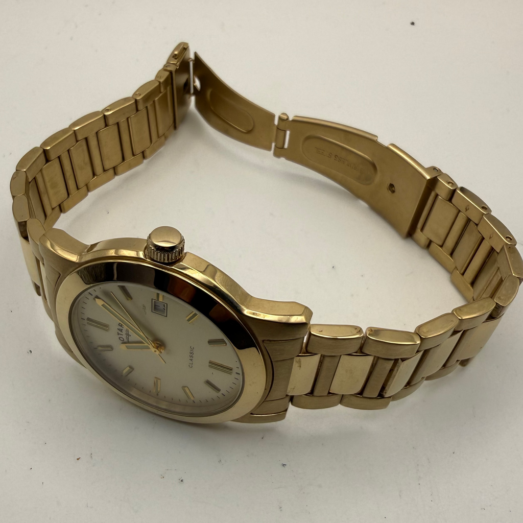 Rotary Classic Gold Tone Date Bracelet Watch Full Set 20cm Bracelet- £60.00