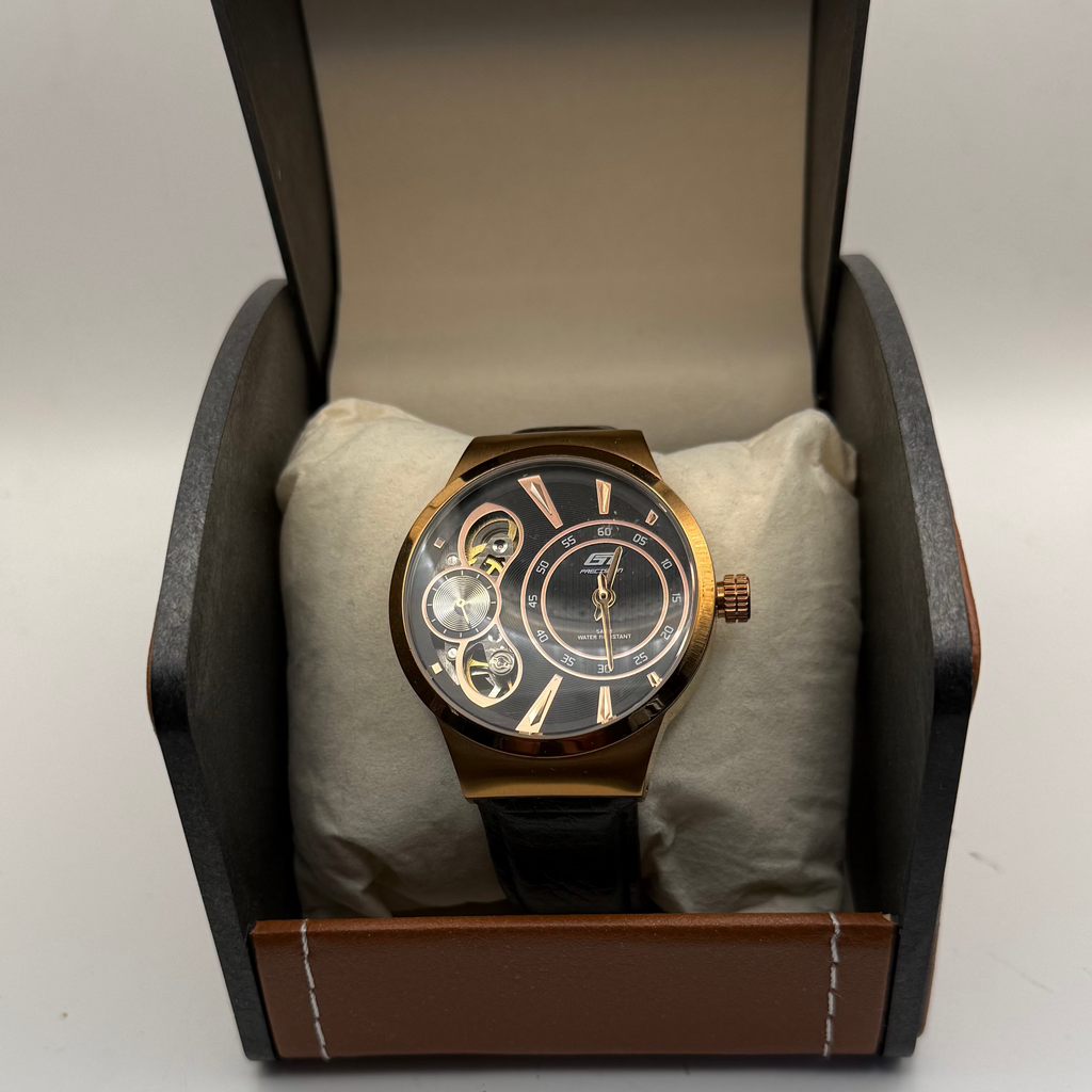 GT Precision Open Heart Automatic Watch TMG6150 – Rose Gold Tone Black Dial Display Back- £60.00