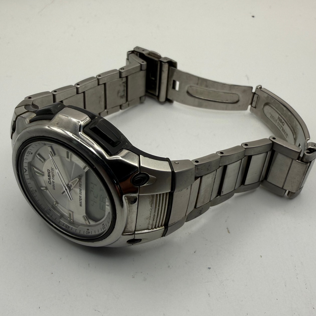 Casio Wave Ceptor World Time Illuminator Stainless Steel Watch – Dual Display – £40.00