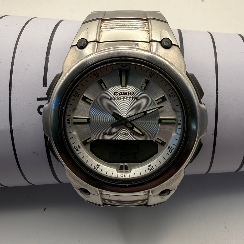 Casio Wave Ceptor World Time Illuminator Stainless Steel Watch – Dual Display – £40.00