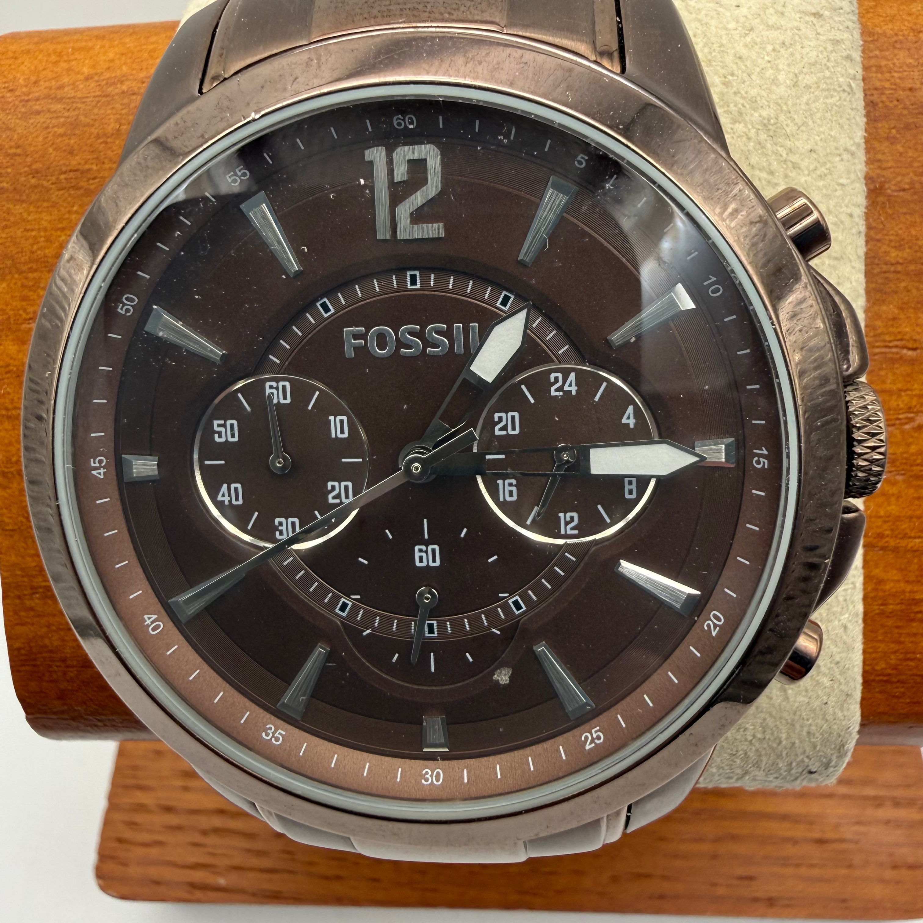 Fossil FS4608 Men’s Brown Chronograph Watch – Pre-Loved - £35.00