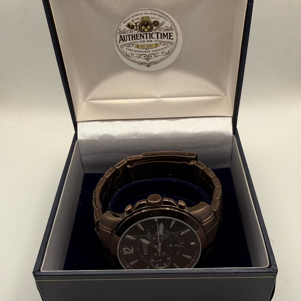 Fossil FS4608 Men’s Brown Chronograph Watch – Pre-Loved - £35.00