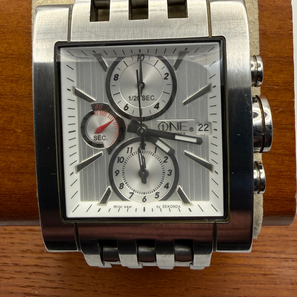 ONE by Sekonda 3054 CKX Stainless Steel Square Chronograph- £35.00