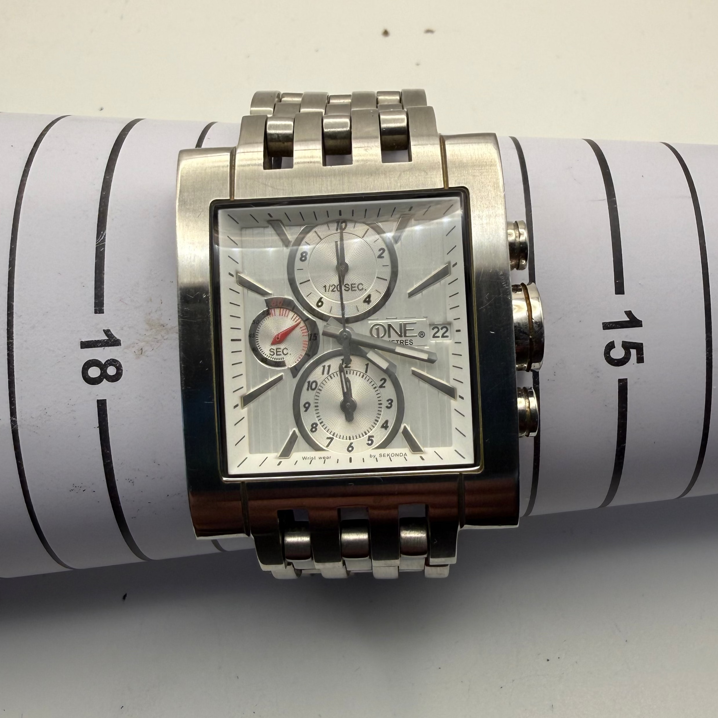 ONE by Sekonda 3054 CKX Stainless Steel Square Chronograph- £35.00
