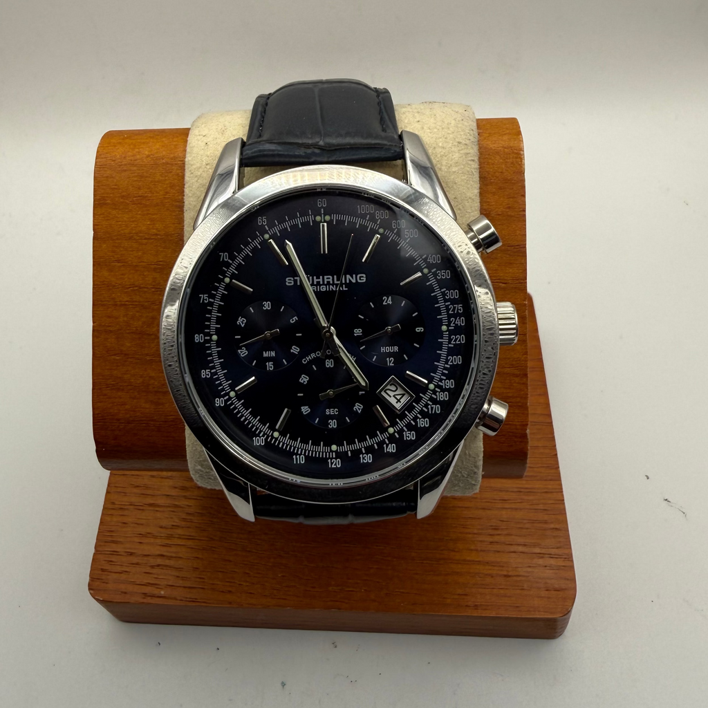 Stuhrling Original Chronograph Quartz 42.5mm Blue Dial – New in Box Full Set- £110.00
