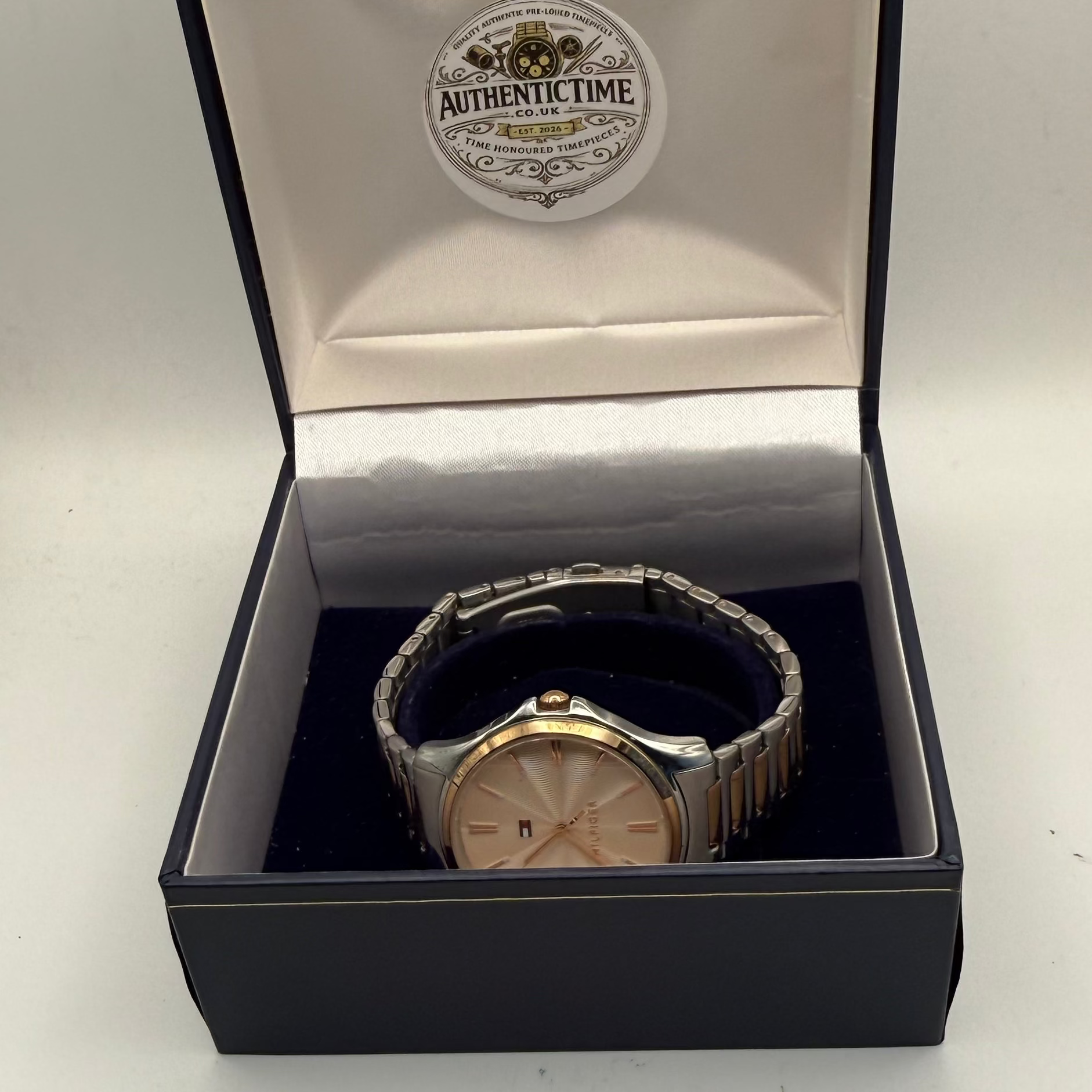 Tommy Hilfiger Ladies Two Tone Bracelet Watch – Champagne Textured Dial – Pre-Loved- £30.00