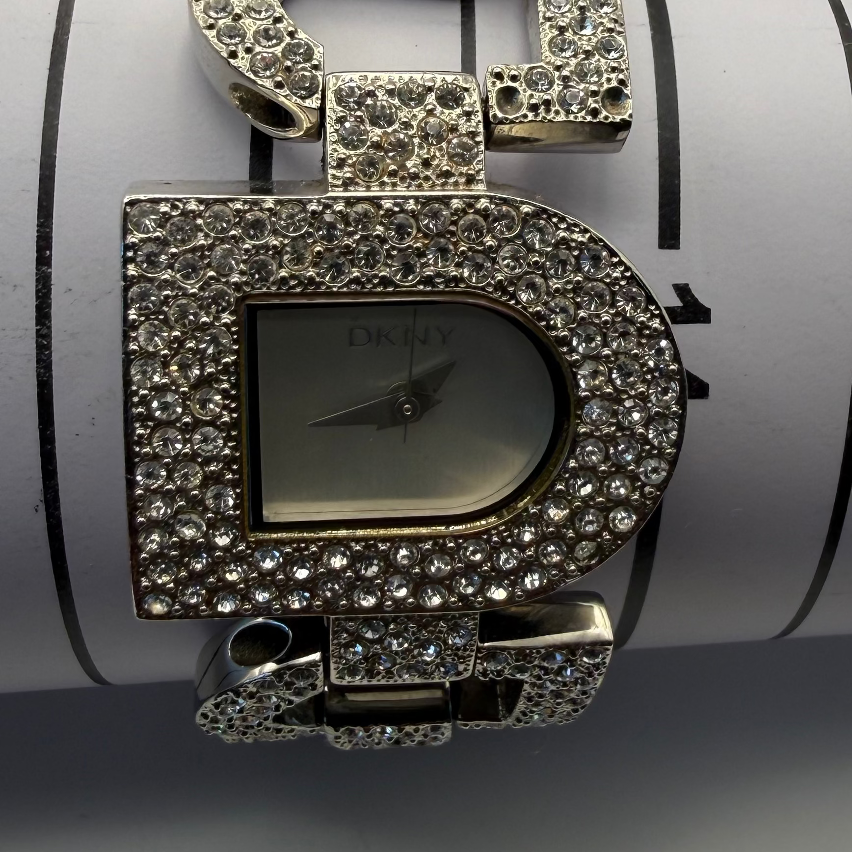 DKNY Ladies Crystal Set Bracelet Watch – Silver Dial – 15.5cm Bracelet – Pre-Owned Sparkle Piece- £