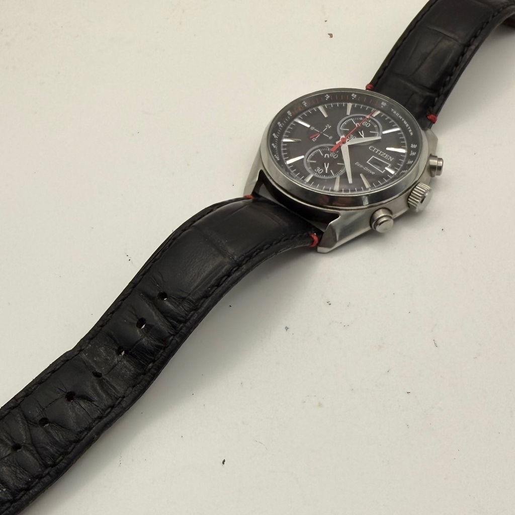 Citizen Eco-Drive B612 Chronograph Tachymeter Men’s Watch – Black Dial- £90.00