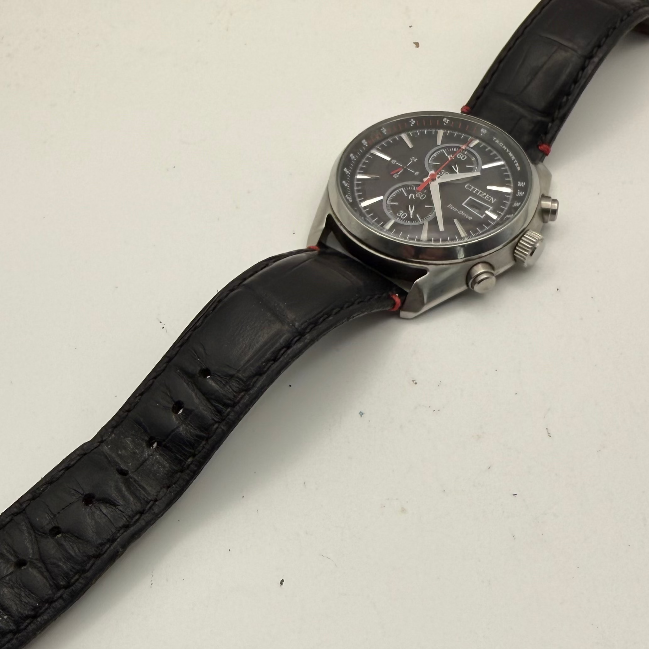 Citizen Eco-Drive B612 Chronograph Tachymeter Men’s Watch – Black Dial- £90.00