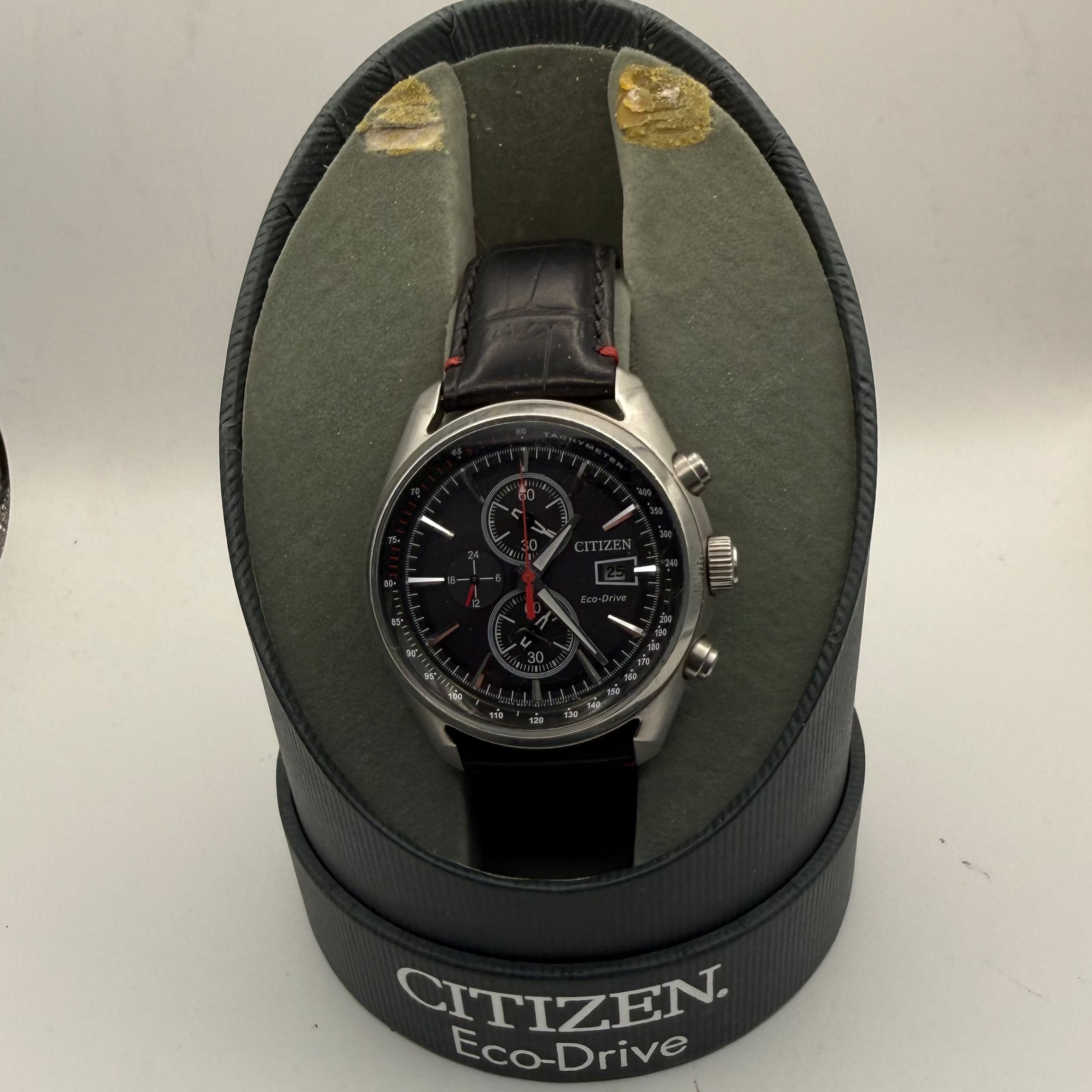 Citizen Eco-Drive B612 Chronograph Tachymeter Men’s Watch – Black Dial- £90.00