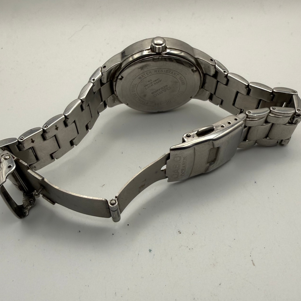 Casio Oceanus OC-105 Blue Dial Stainless Steel Watch – Pre-Loved – 17.5cm Bracelet- £40.00