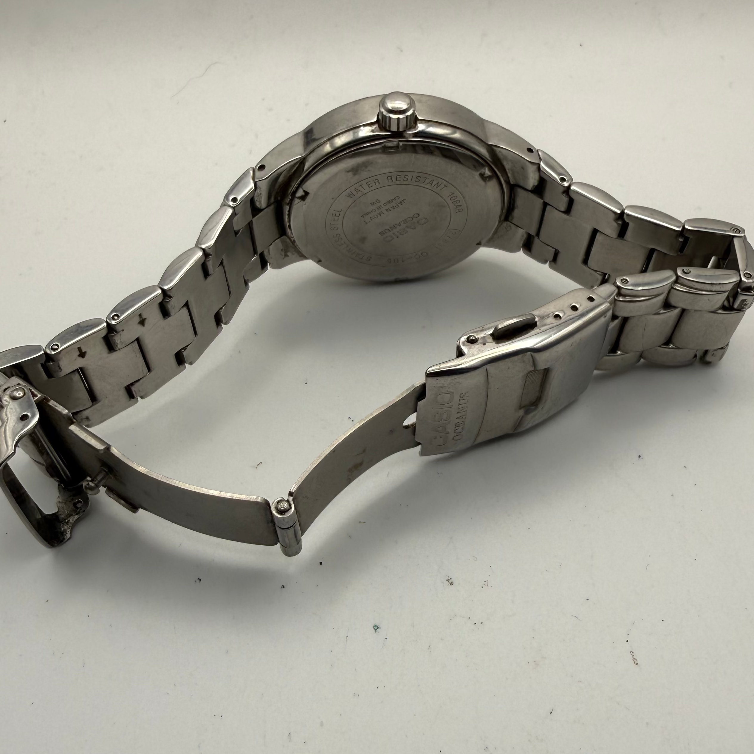 Casio Oceanus OC-105 Blue Dial Stainless Steel Watch – Pre-Loved – 17.5cm Bracelet- £40.00