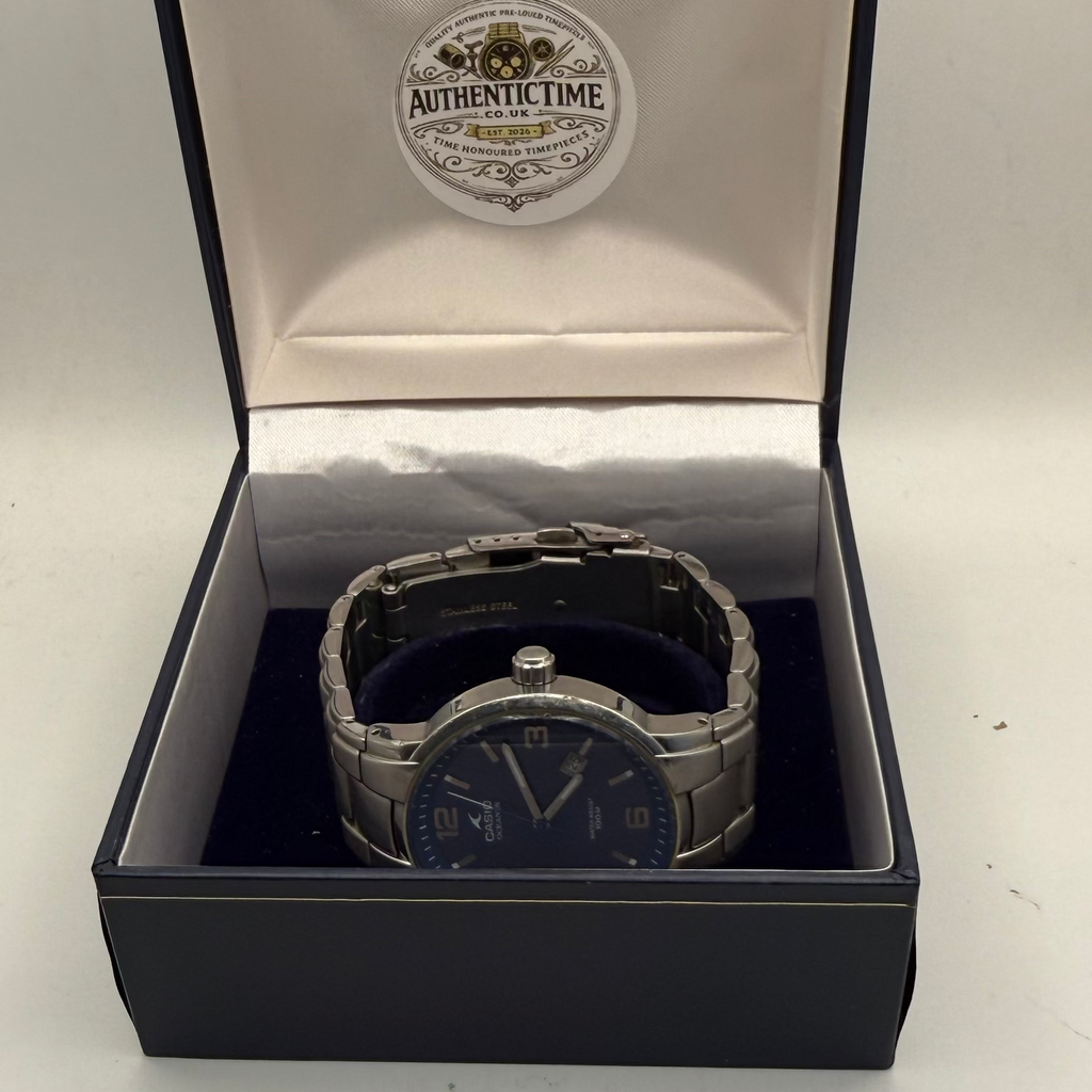 Casio Oceanus OC-105 Blue Dial Stainless Steel Watch – Pre-Loved – 17.5cm Bracelet- £40.00