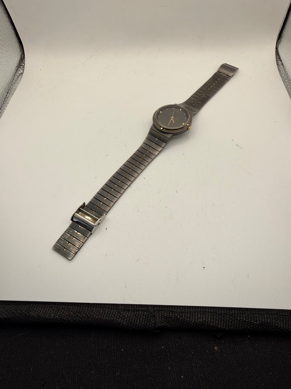 Seiko Quartz 7432-0040 Vintage Black & Gold Patina Watch- £35.00