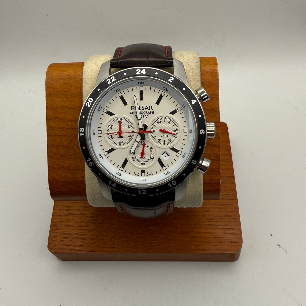 Pulsar VD53-X055 Chronograph 100M Men’s Watch – White Dial- £60.00