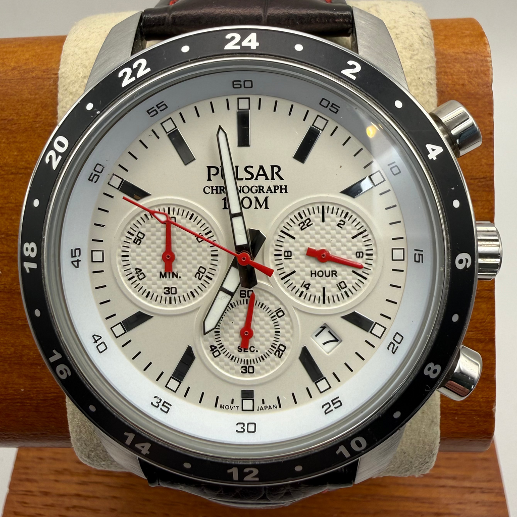 Pulsar VD53-X055 Chronograph 100M Men’s Watch – White Dial- £60.00