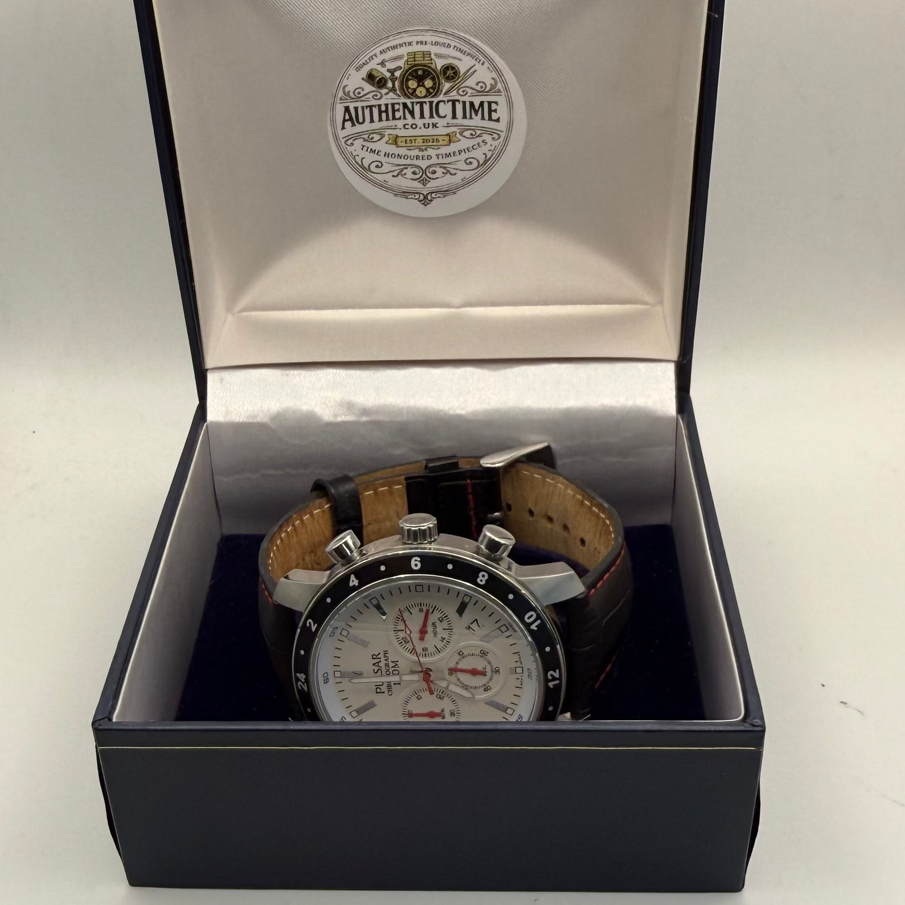 Pulsar VD53-X055 Chronograph 100M Men’s Watch – White Dial- £60.00