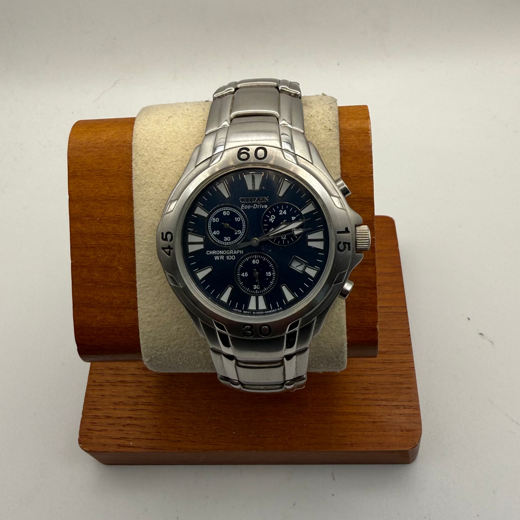Citizen Eco-Drive Chronograph H500 Blue Dial – Stainless Steel Sports Watch- £80.00