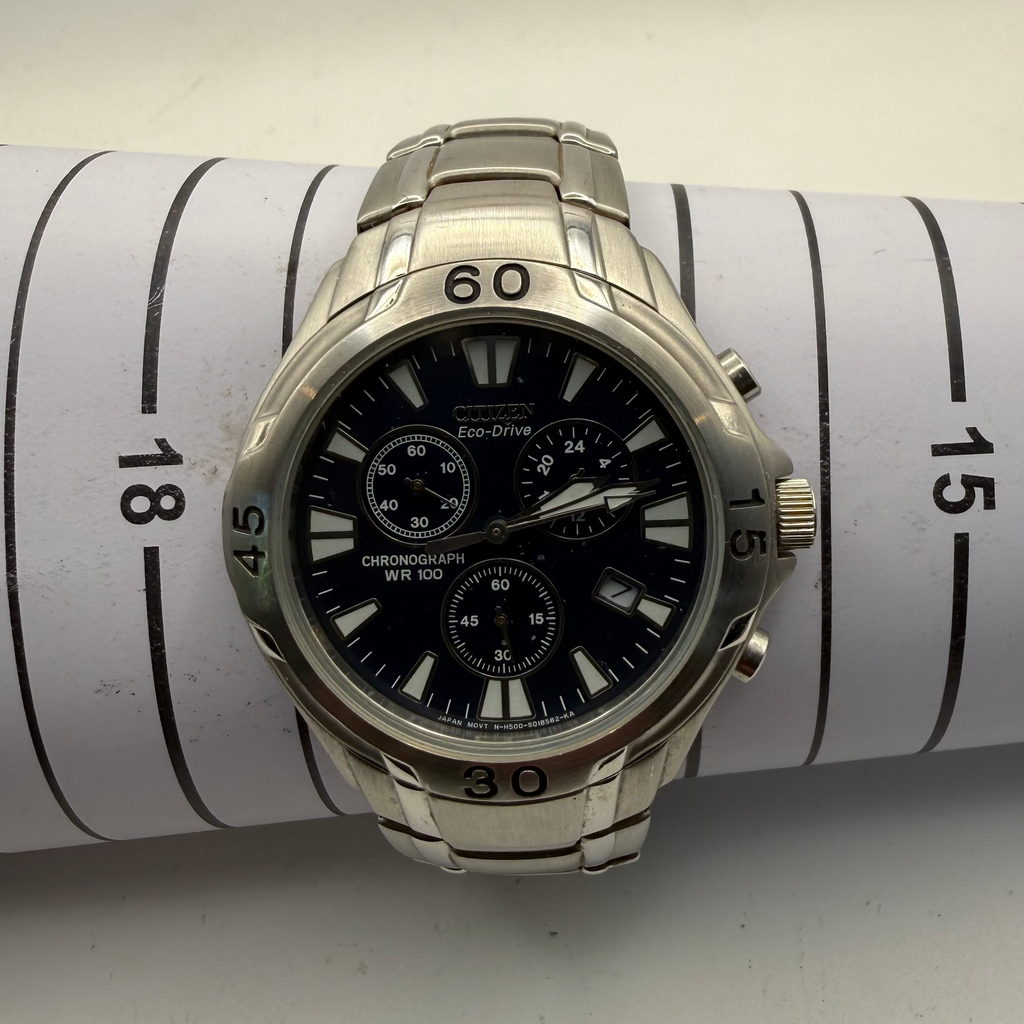 Citizen Eco-Drive Chronograph H500 Blue Dial – Stainless Steel Sports Watch- £80.00