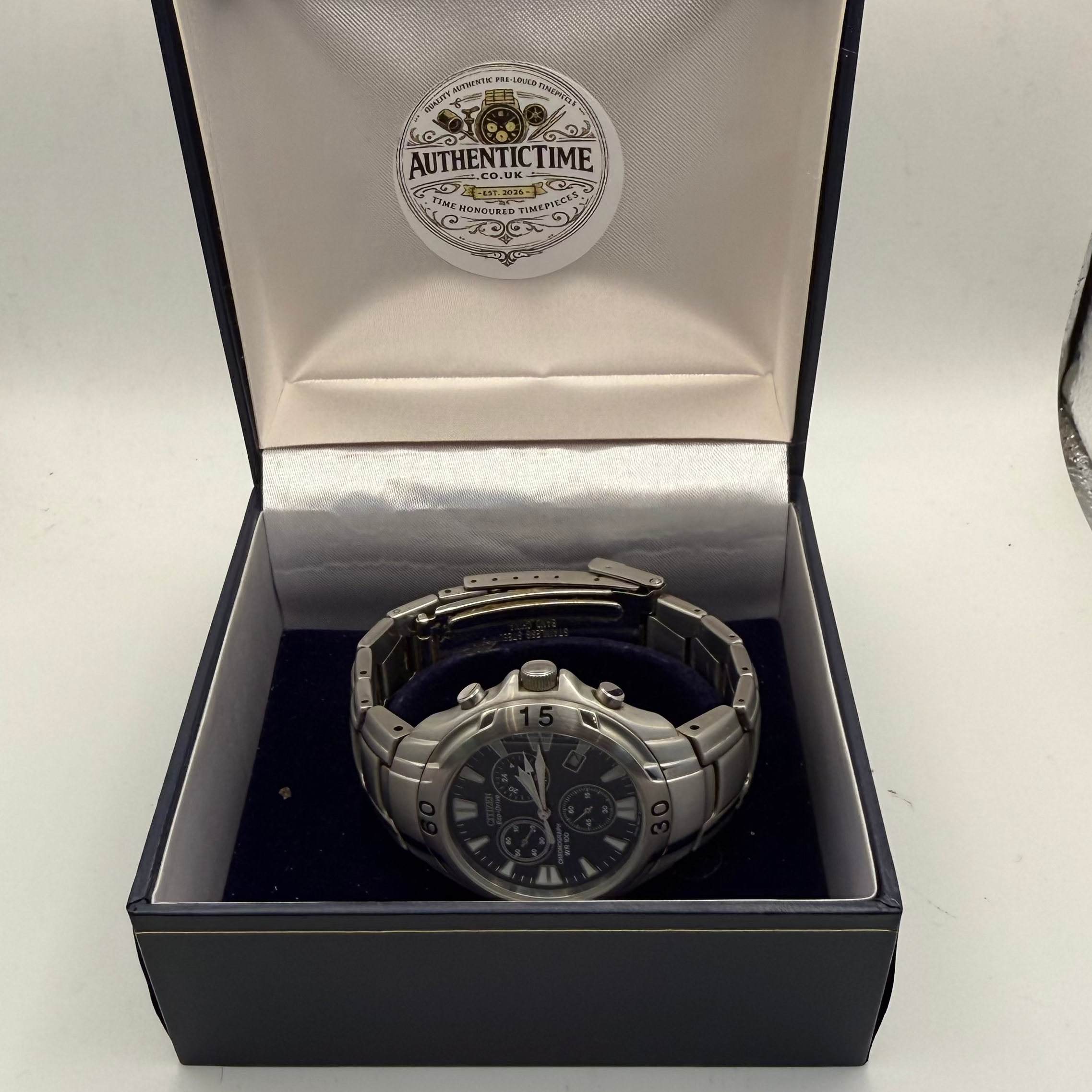 Citizen Eco-Drive Chronograph H500 Blue Dial – Stainless Steel Sports Watch- £80.00