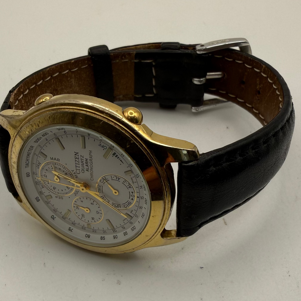 Citizen Quartz Alarm Chronograph 6850-G82089 Vintage Gold Tone – April 1996- £50.00