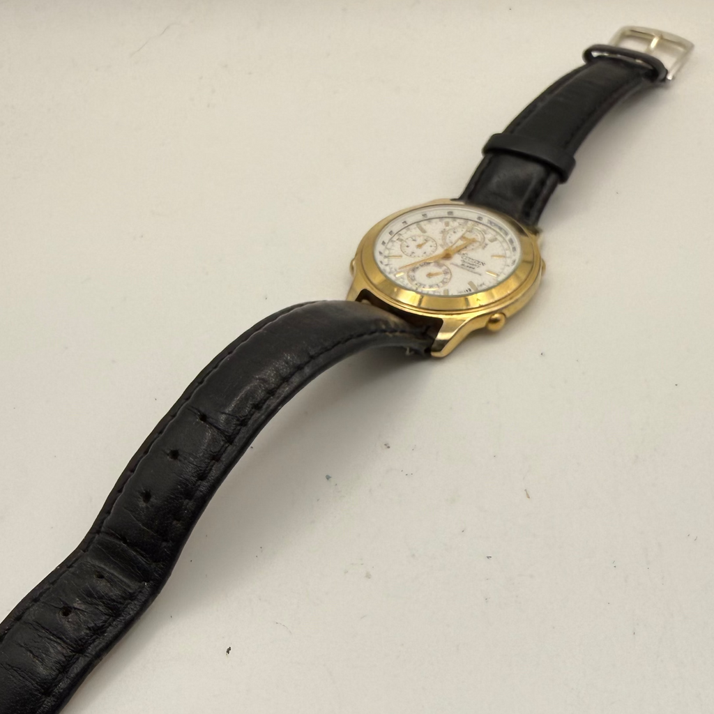 Citizen Quartz Alarm Chronograph 6850-G82089 Vintage Gold Tone – April 1996- £50.00