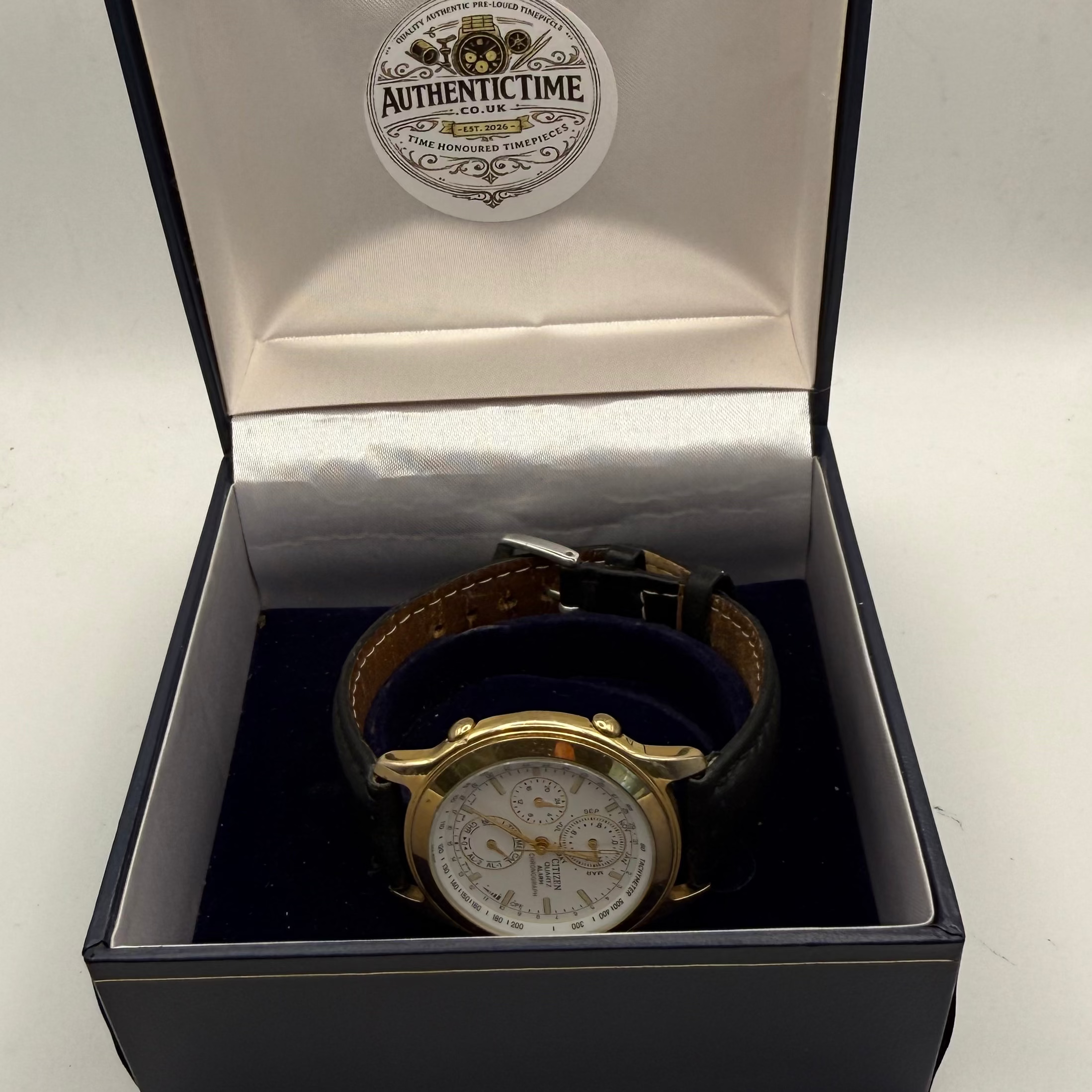Citizen Quartz Alarm Chronograph 6850-G82089 Vintage Gold Tone – April 1996- £50.00