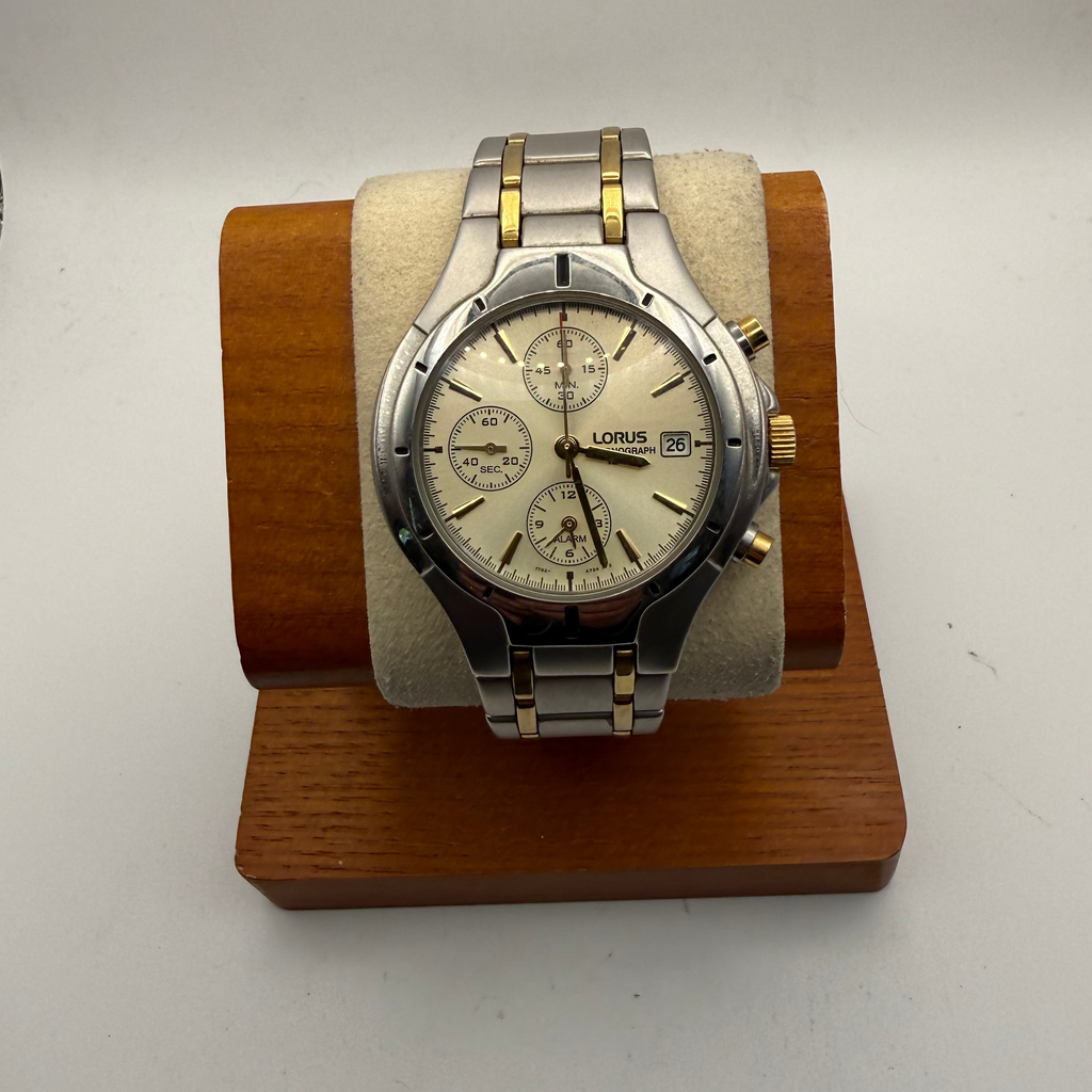 Lorus Two-Tone Chronograph Alarm Watch – Cream Dial- £40.00