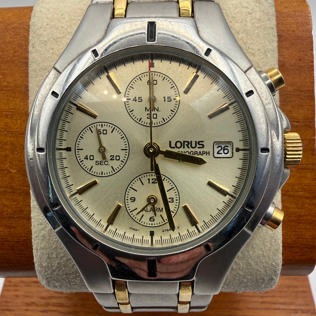 Lorus Two-Tone Chronograph Alarm Watch – Cream Dial- £40.00