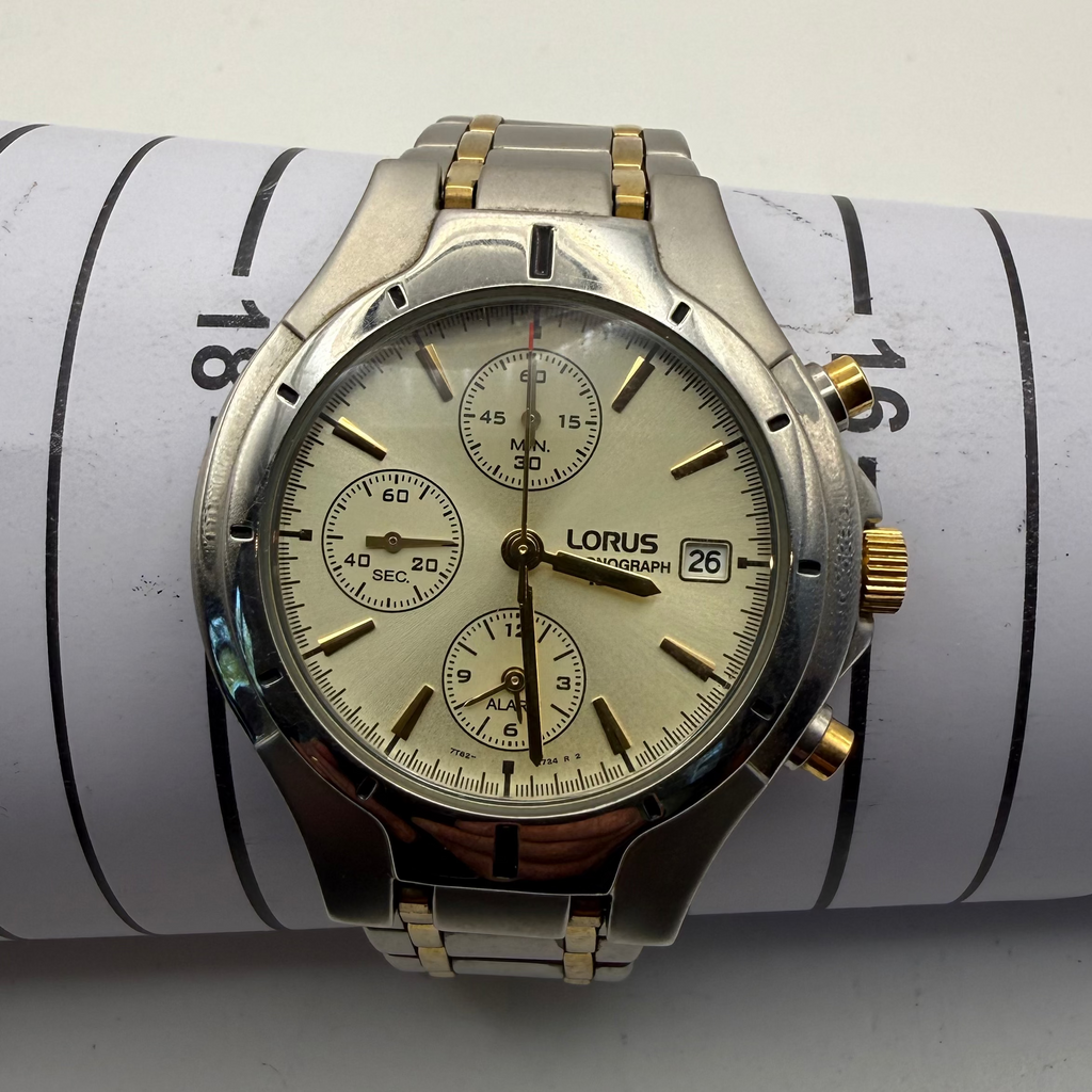 Lorus Two-Tone Chronograph Alarm Watch – Cream Dial- £40.00