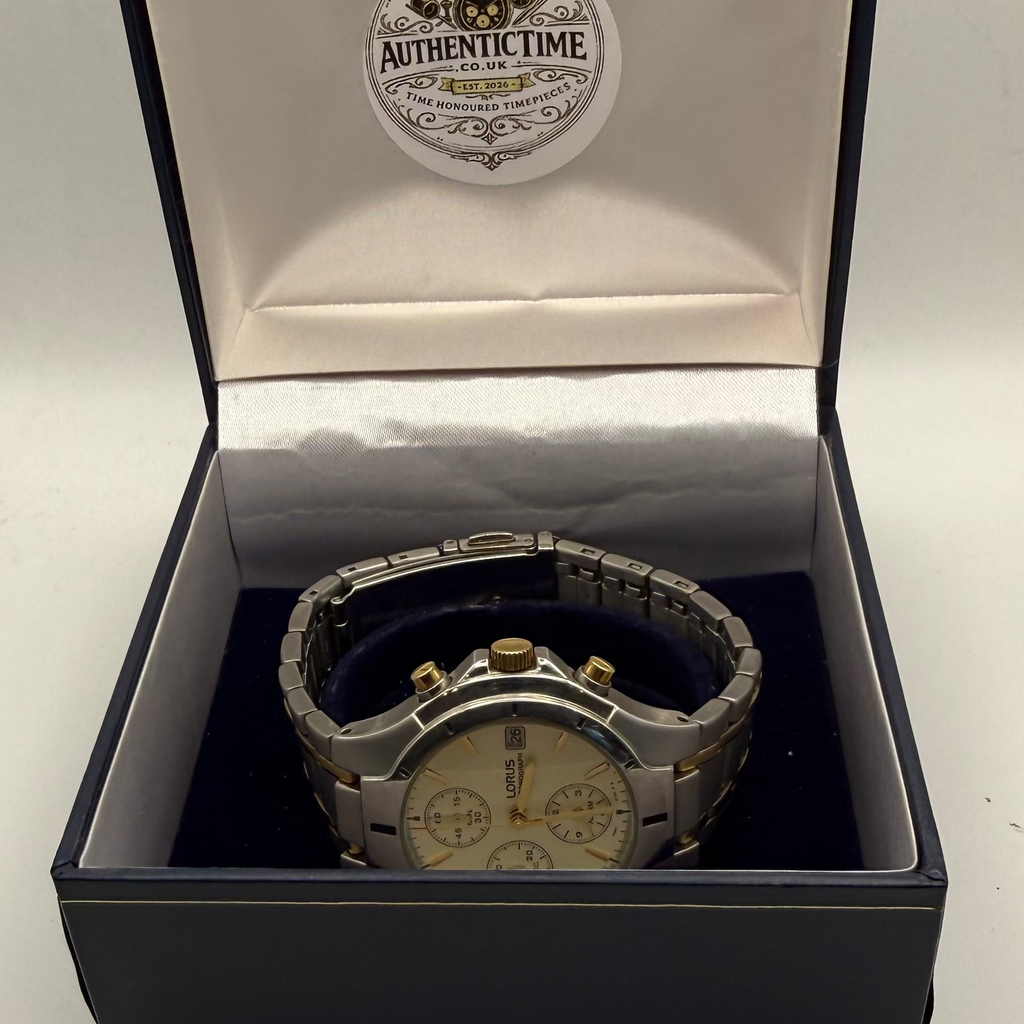 Lorus Two-Tone Chronograph Alarm Watch – Cream Dial- £40.00