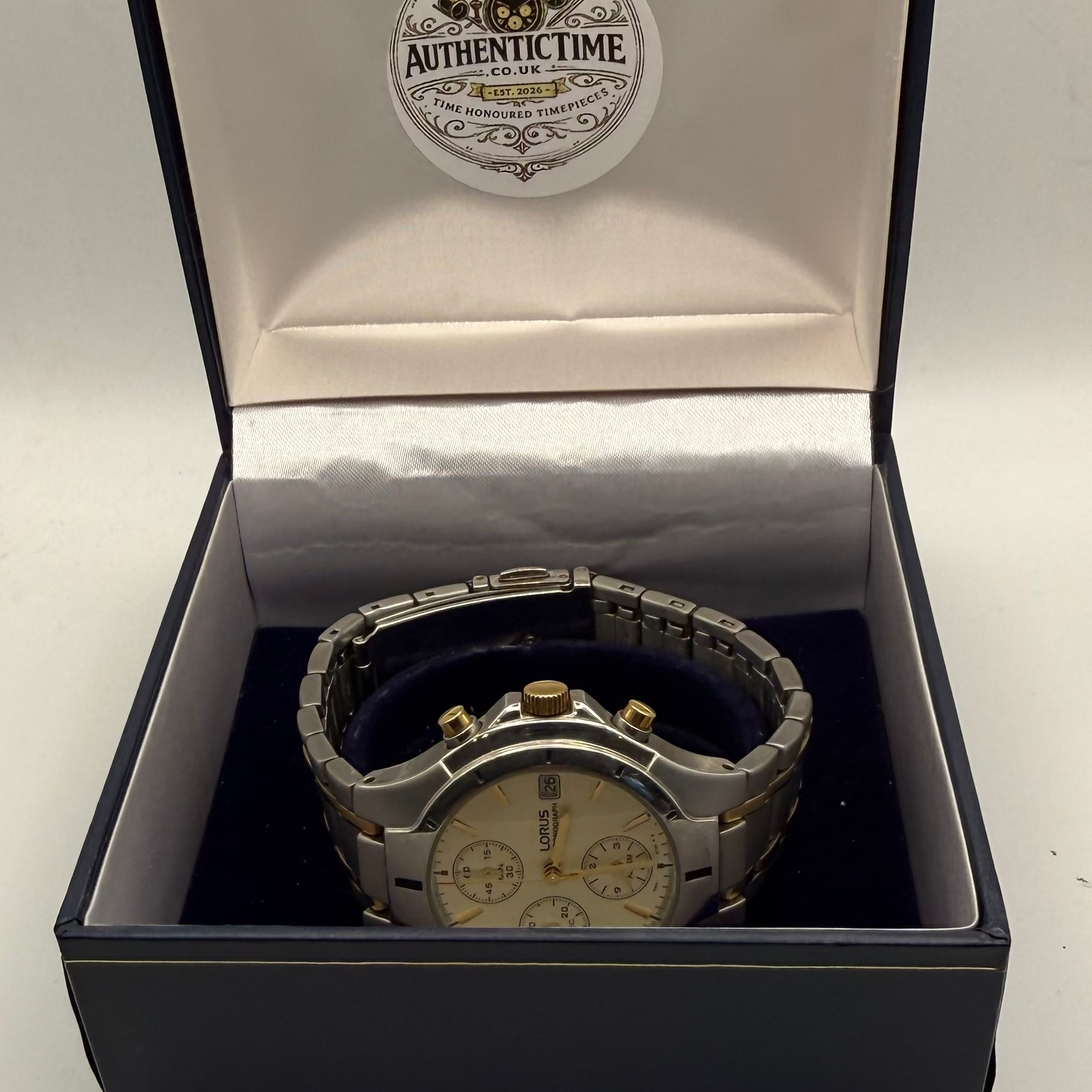 Lorus Two-Tone Chronograph Alarm Watch – Cream Dial- £40.00