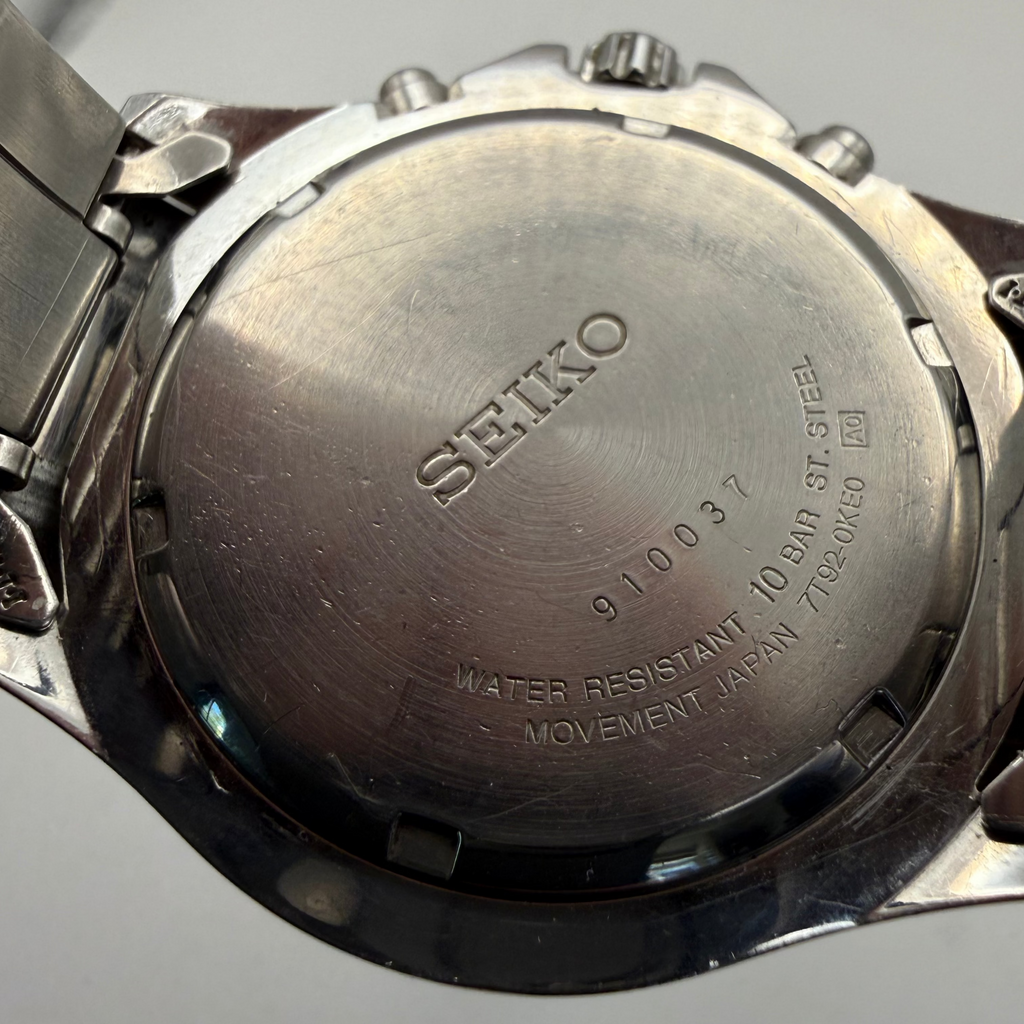 Seiko Chronograph 100M Tachymeter – Black Dial Orange Accents | Full Service- £130.00