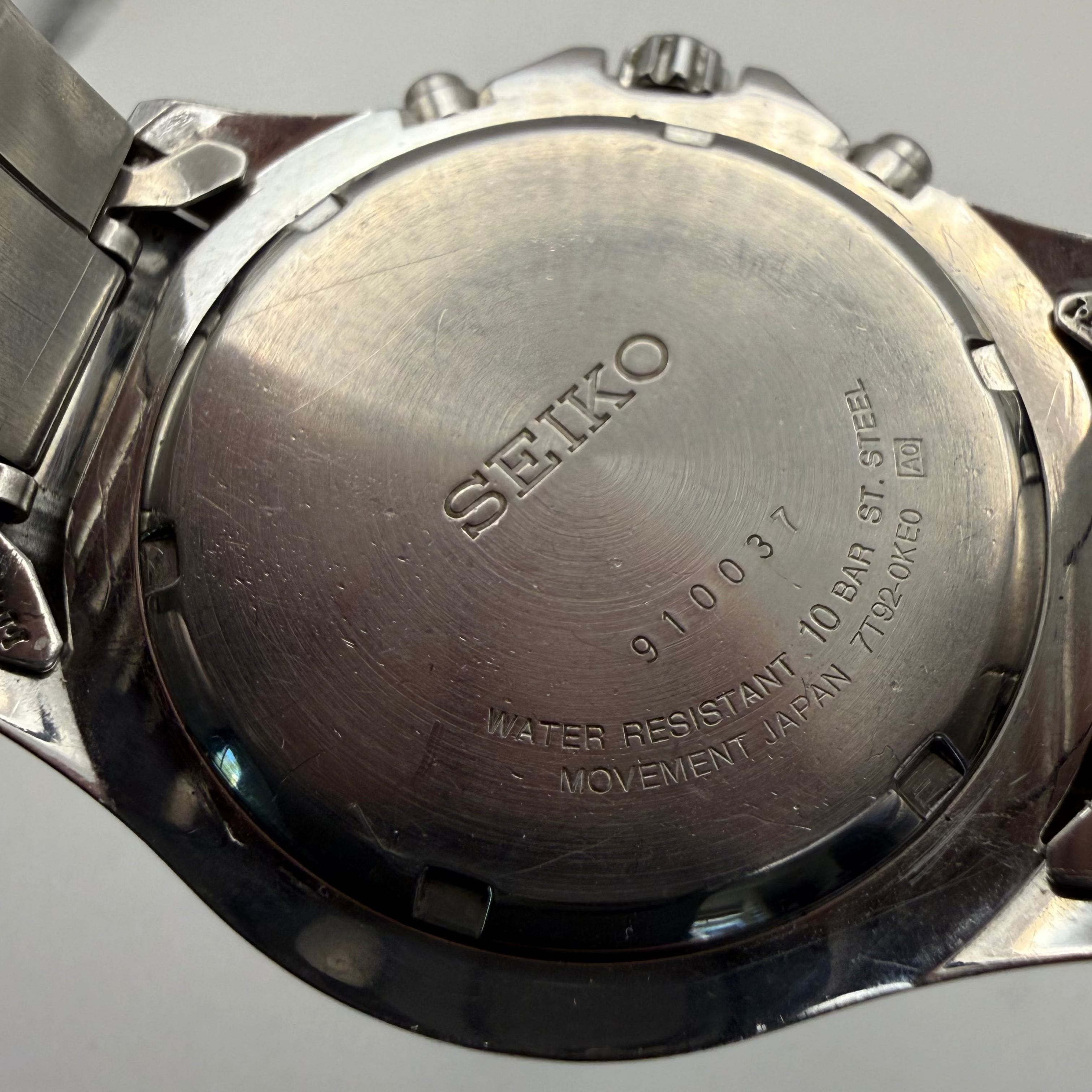 Seiko Chronograph 100M Tachymeter – Black Dial Orange Accents | Full Service- £130.00