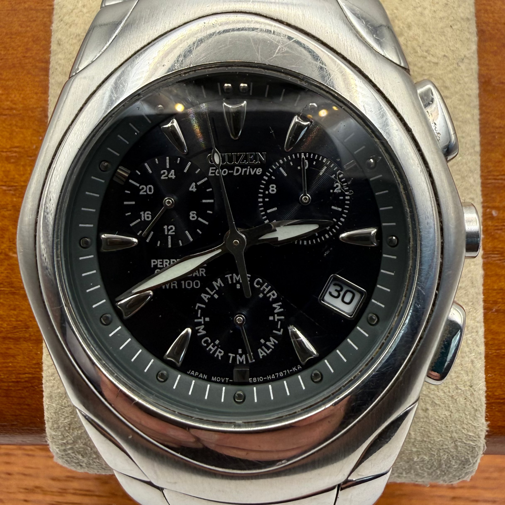 Citizen Eco-Drive Perpetual Calendar WR100 Men’s Watch – Model E810-H47871 – Black Dial- £90.00