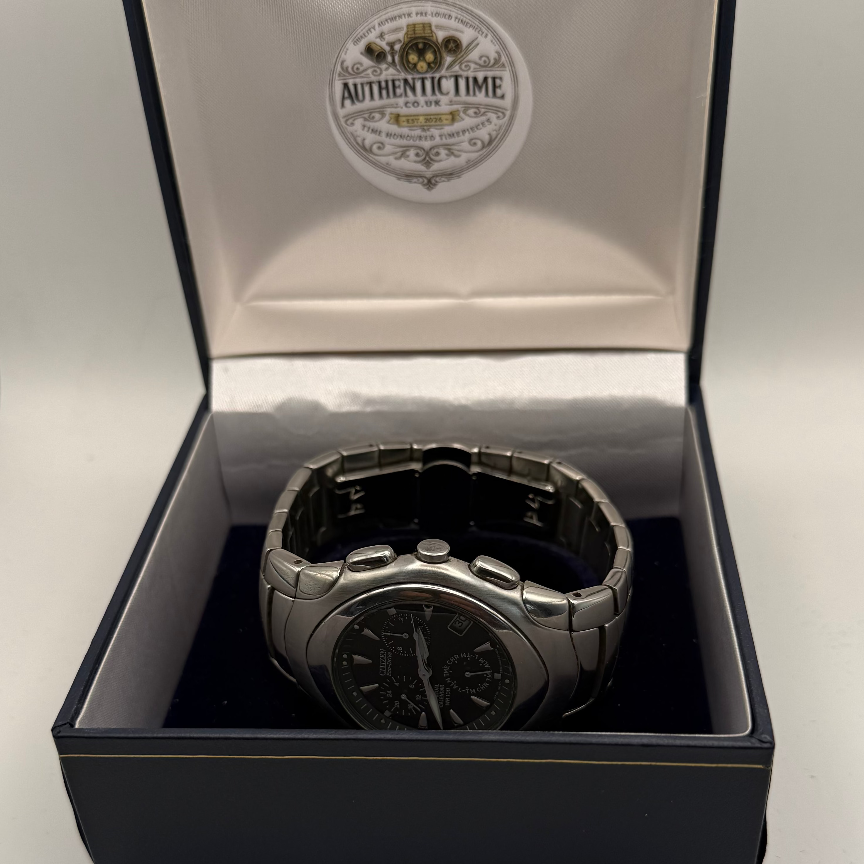 Citizen Eco-Drive Perpetual Calendar WR100 Men’s Watch – Model E810-H47871 – Black Dial- £90.00