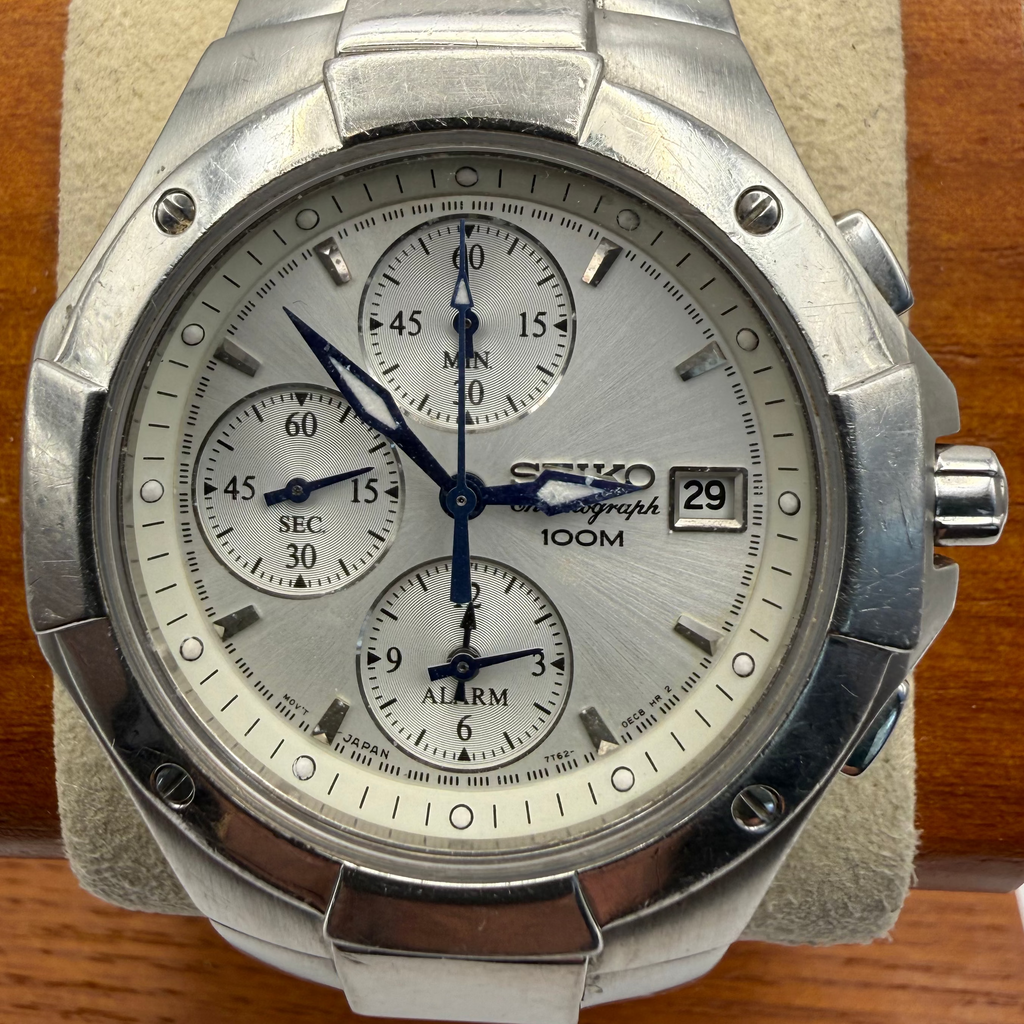 Seiko Chronograph Alarm 100M 7T62-0DP0 stainless steel watch- £95.00