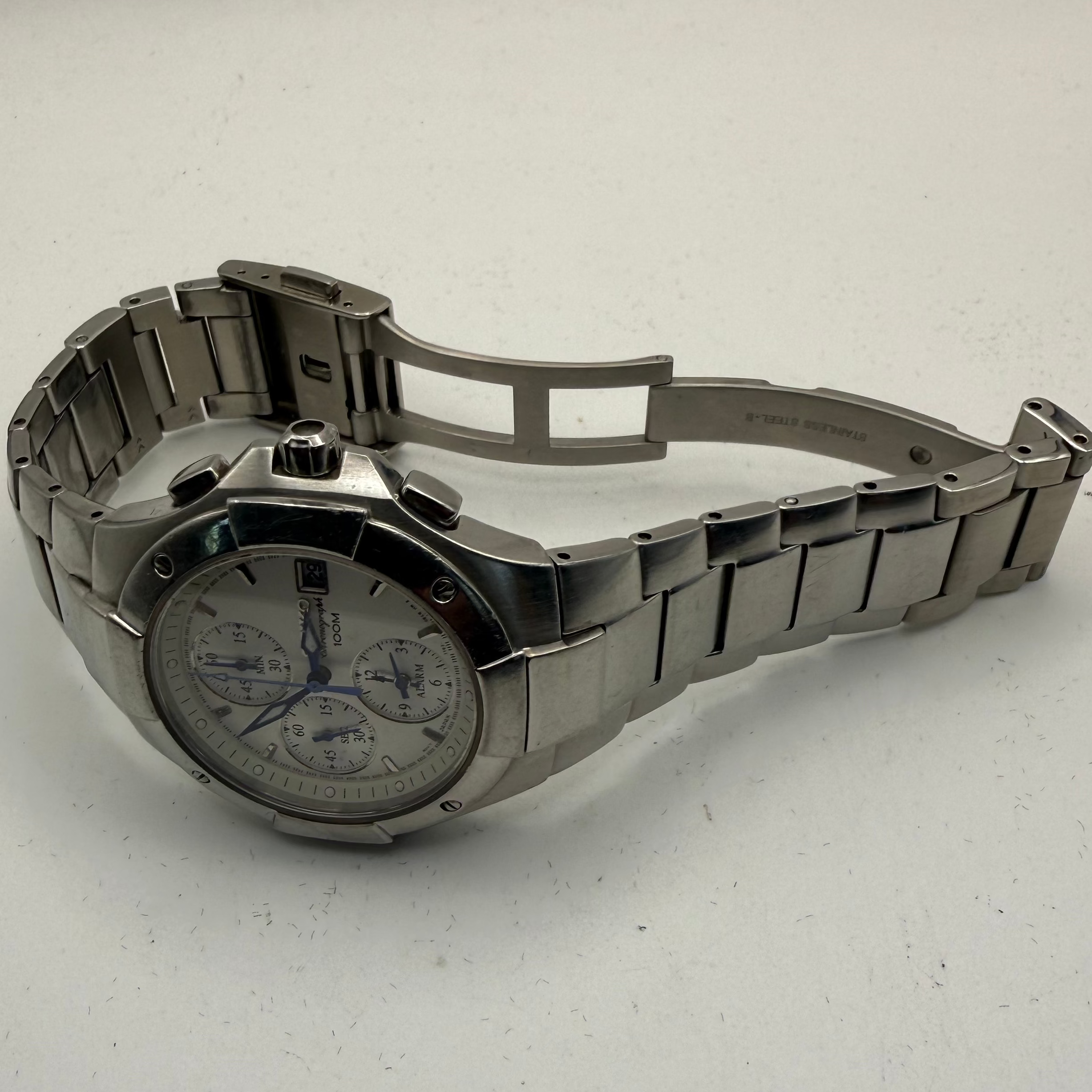 Seiko Chronograph Alarm 100M 7T62-0DP0 stainless steel watch- £95.00